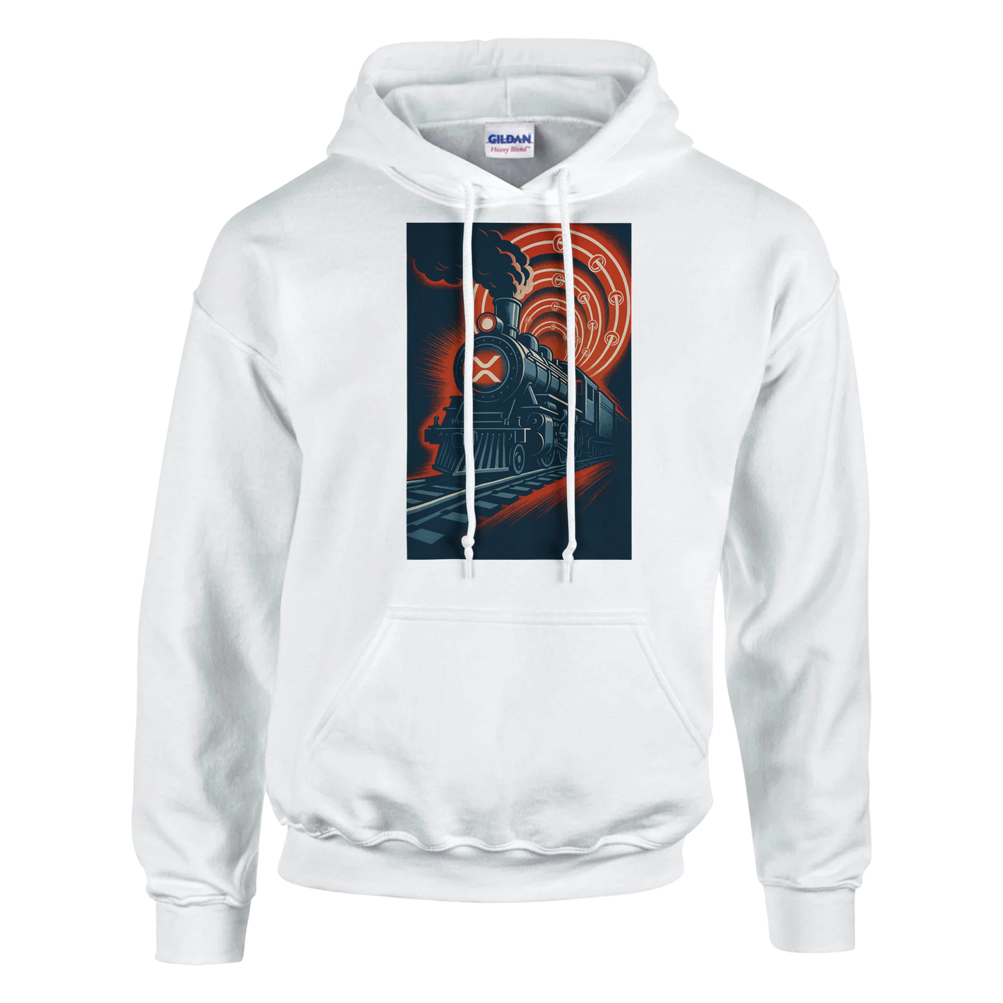 XRP Express Hoodie – Vintage Crypto Train Design - F4 Custom Prints