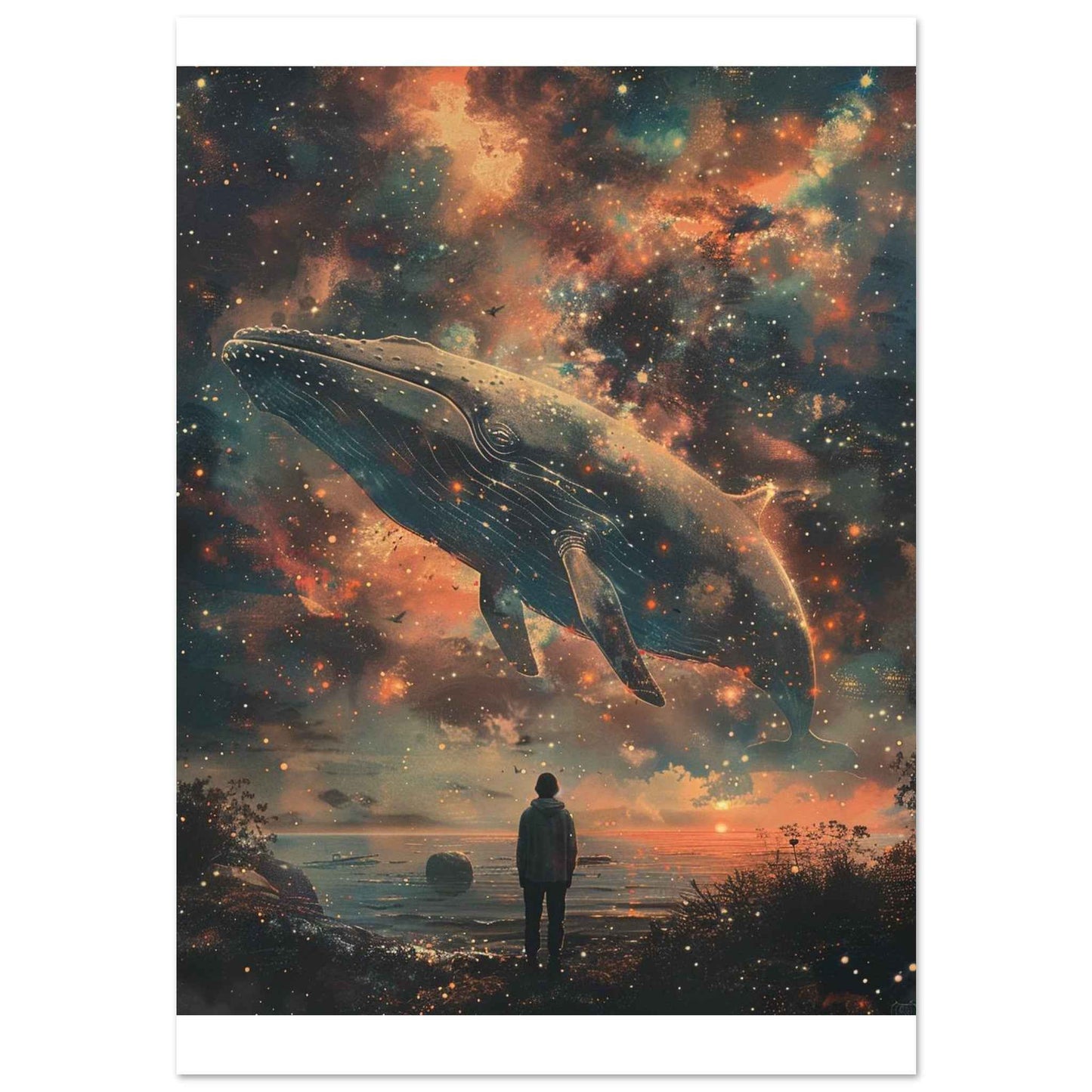 "Cosmic Whale" Poster – Mystical Starry Night Sky Wall Art (Multiple Sizes Available)
