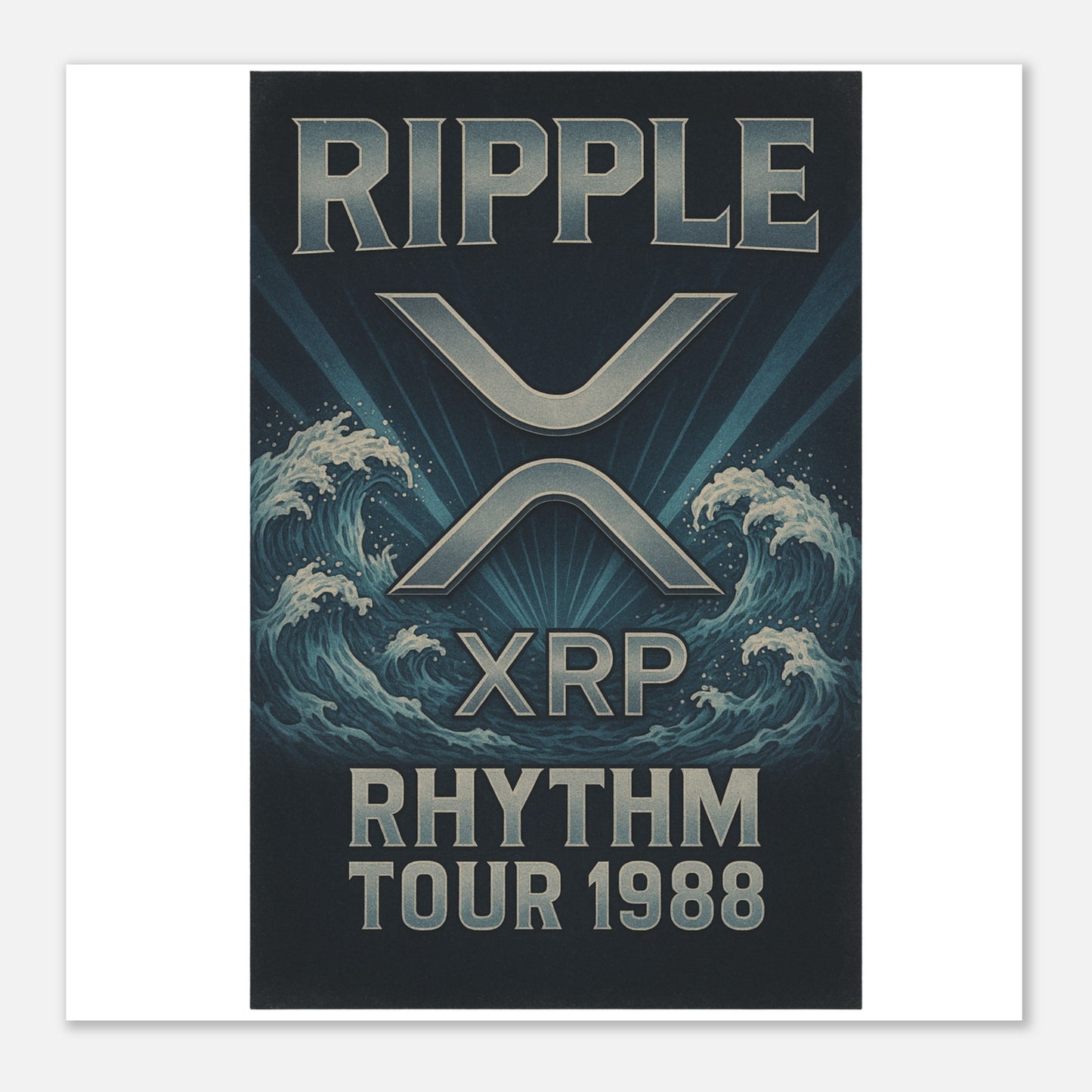 XRP Crypto Art Poster – “Rhythm Tour 1988” Retro Concert Aesthetic - F4 Custom Prints