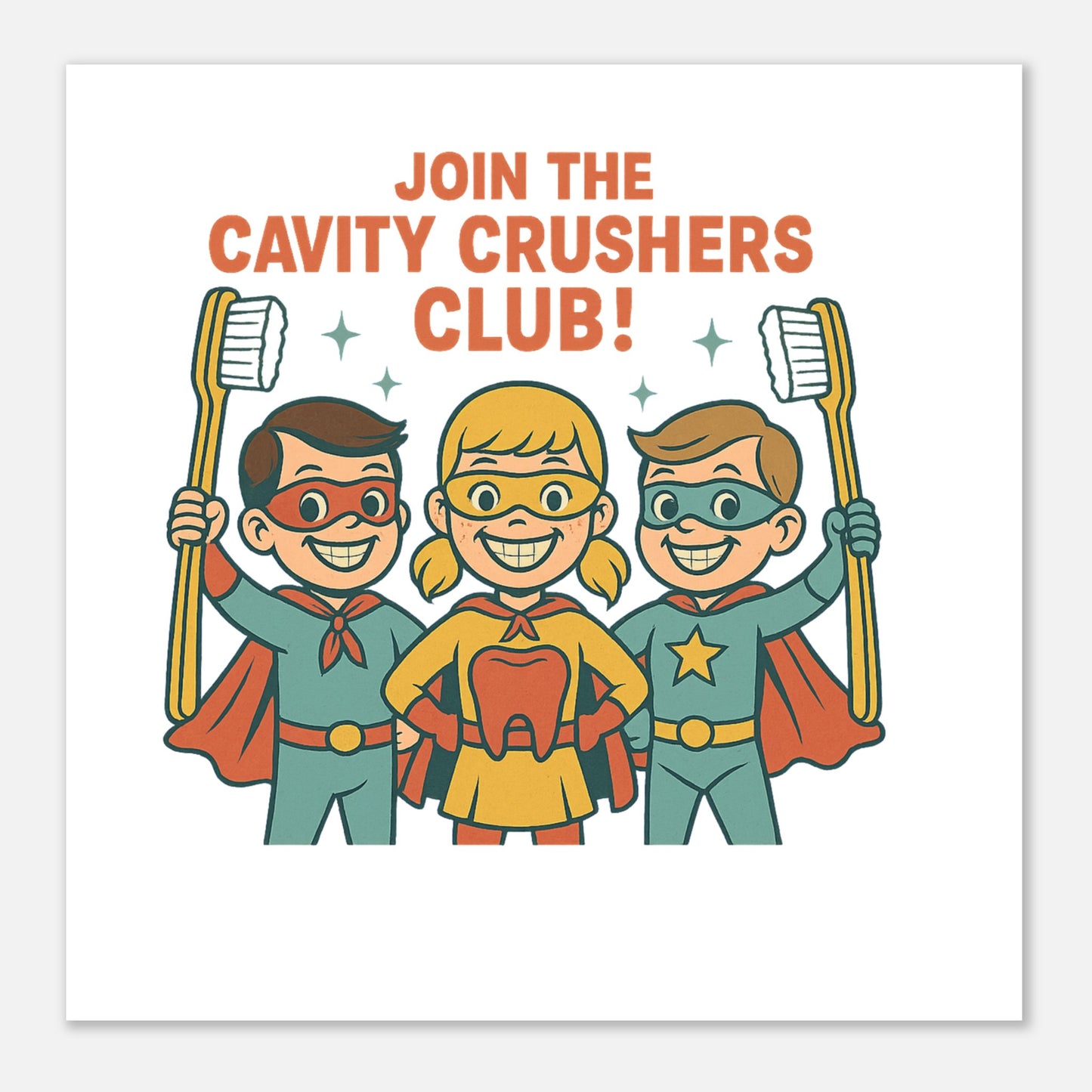 Cavity Crushers Club Poster – Dental Superhero Wall Art - F4 Custom Prints