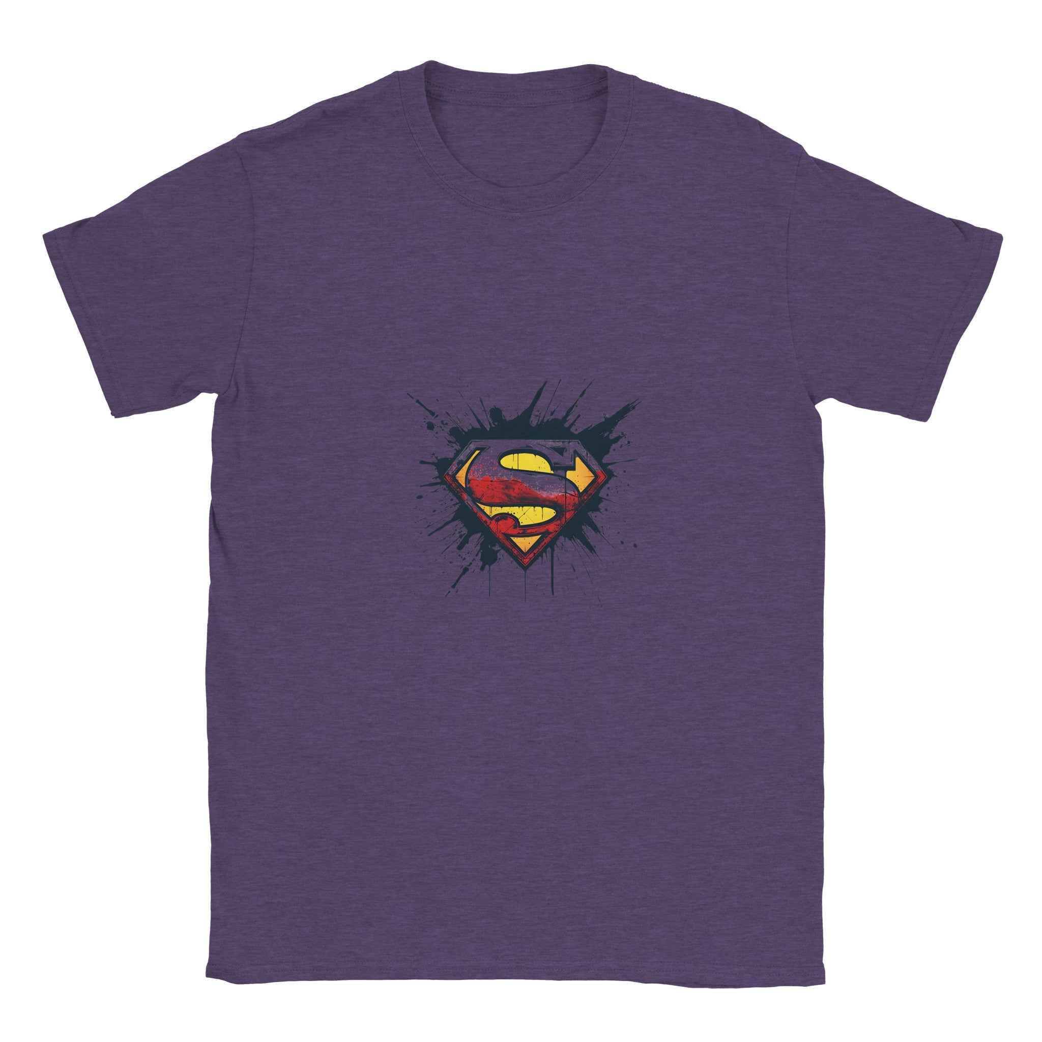 Distressed Superman Shield T-Shirt – Heroic Comic-Inspired Graphic Tee in Your Choice of Ten Bold Hues