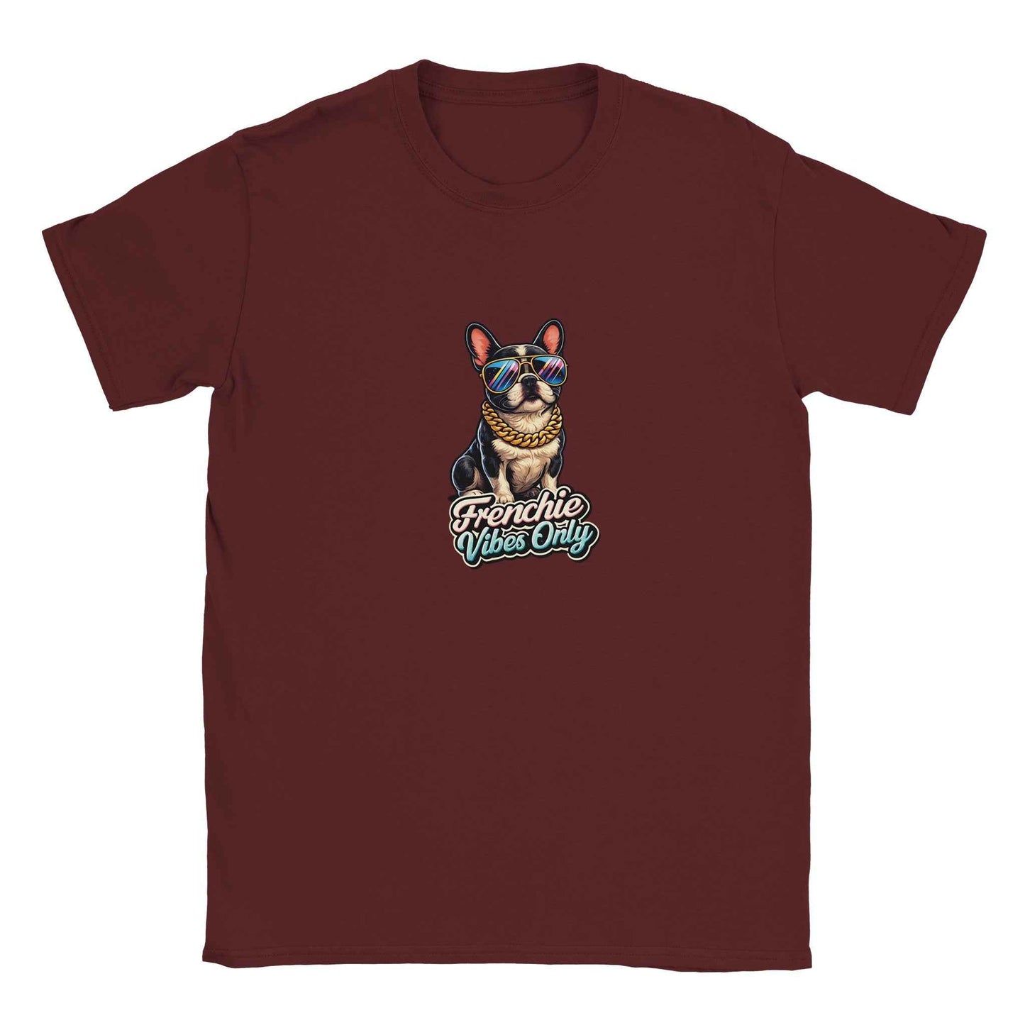 "Frenchie Vibes Only" Frenchie T-Shirt – Groovy Retro French Bulldog Design