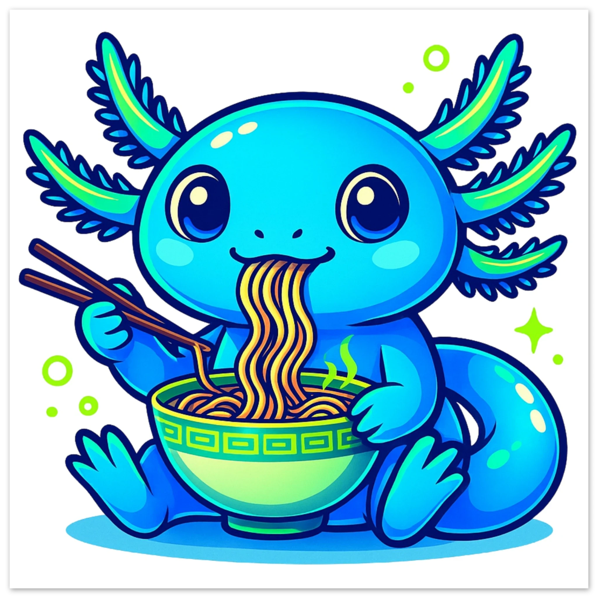Kawaii Axolotl Ramen Fine Art Poster