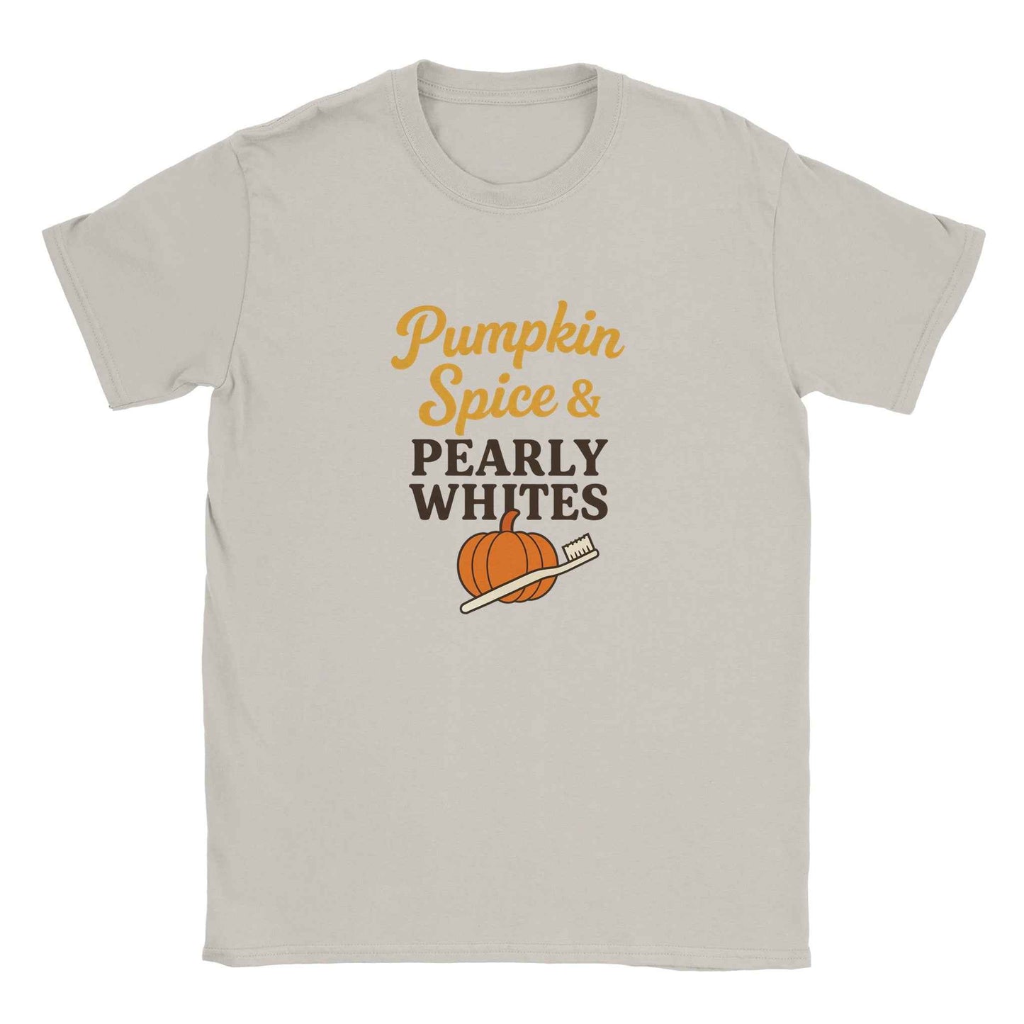 Pumpkin Spice Pearly Whites T-Shirt – Pumpkin Spice Dental T-Shirt - F4 Custom Prints