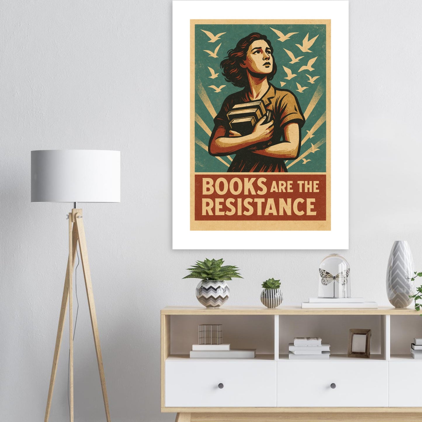 Books Are The Resistance Poster – Vintage Activist Wall Art - F4 Custom Prints