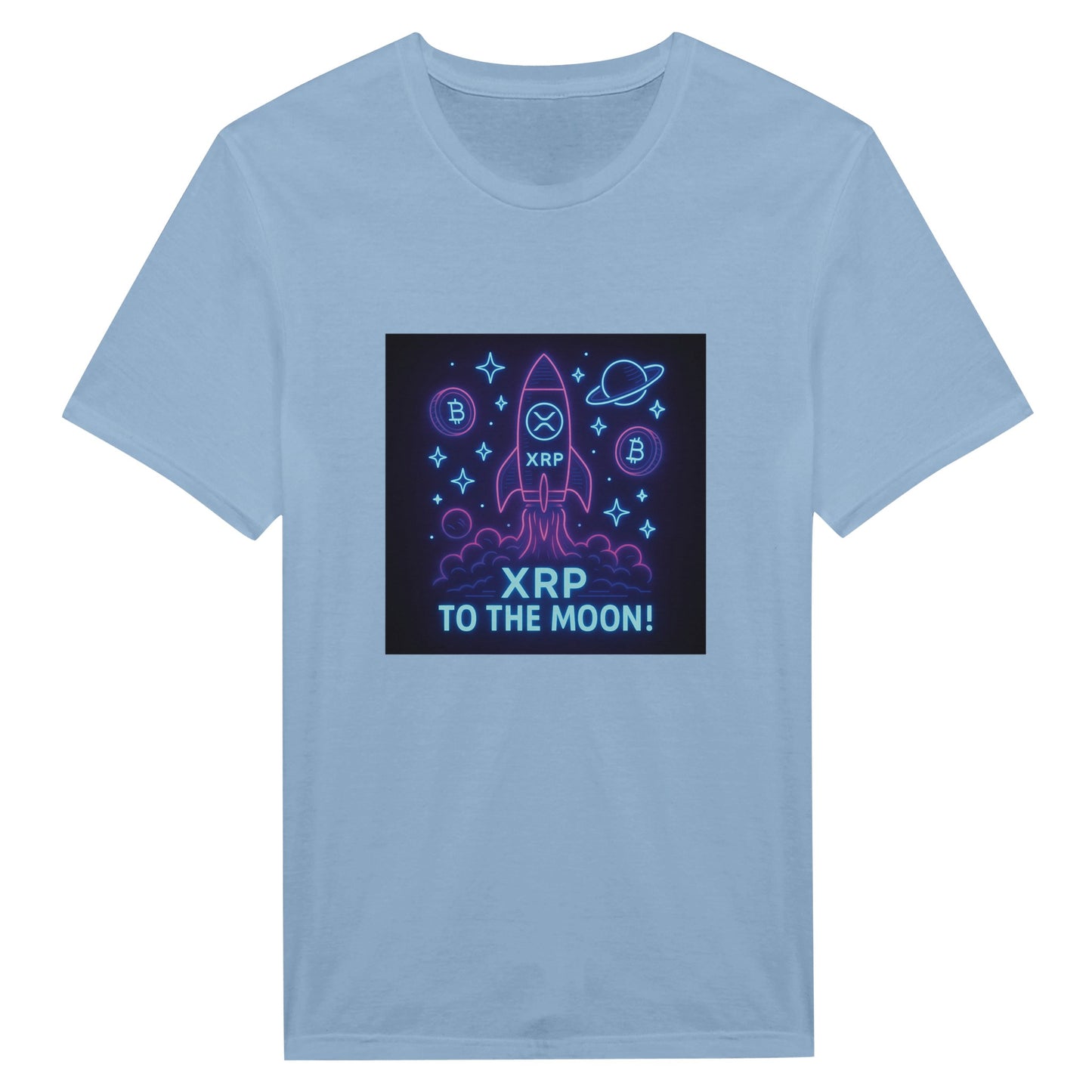 XRP To The Moon T-Shirt – Neon Crypto Rocket Graphic Tee - F4 Custom Prints