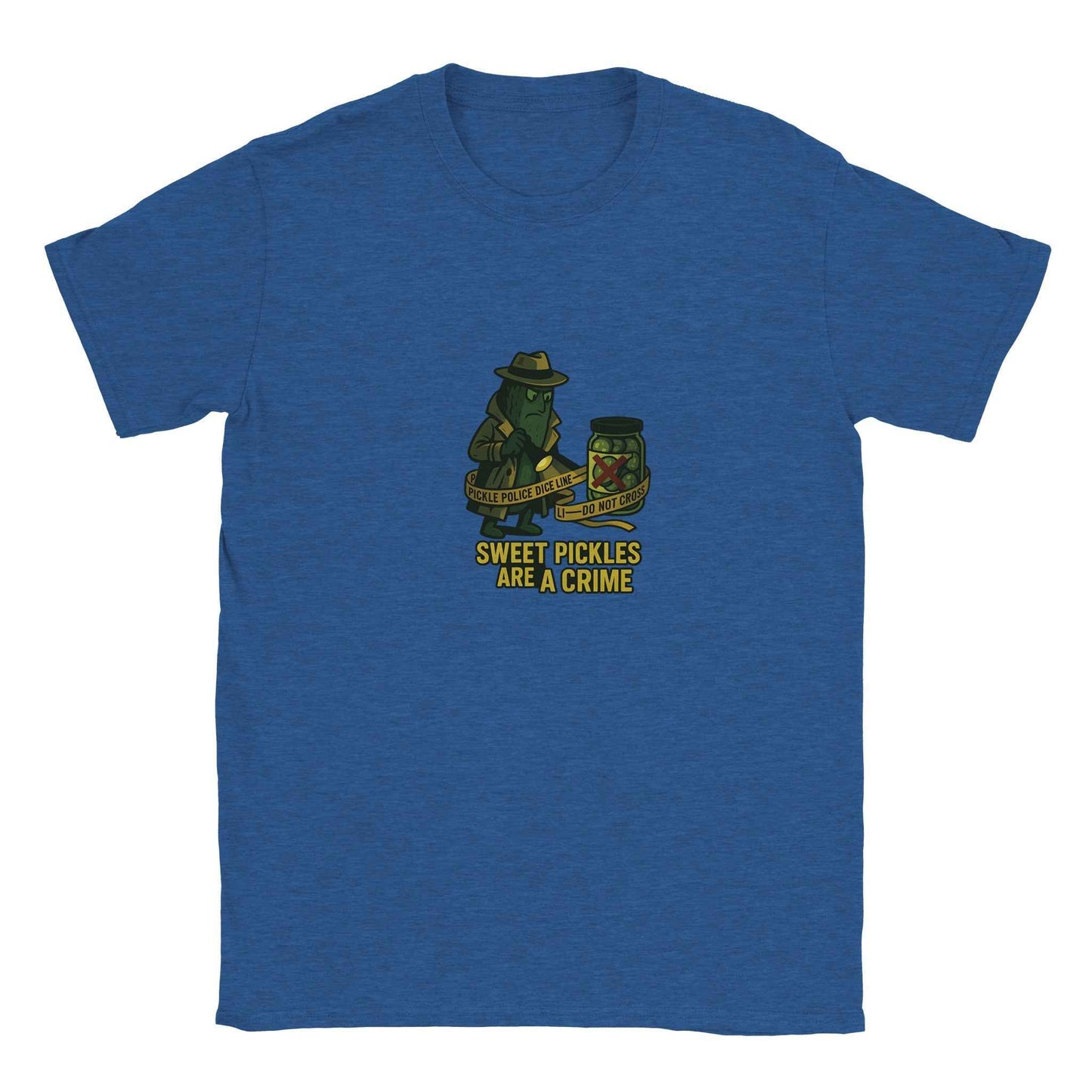 ‘Sweet Pickles Are A Crime’ Pickle T-Shirt – Detective-Style Brine Sleuth Graphic