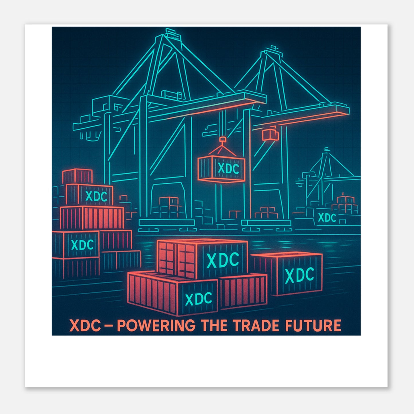 XDC Powering Trade Future Poster – Neon Tech Crypto Wall Art - F4 Custom Prints