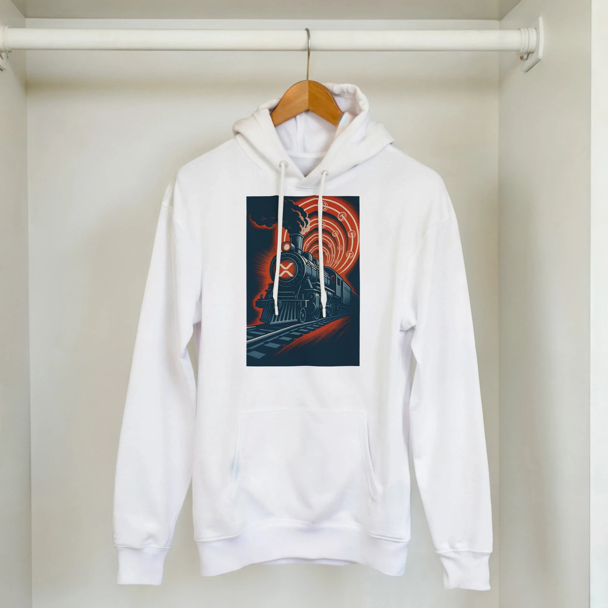 XRP Express Hoodie – Vintage Crypto Train Design - F4 Custom Prints