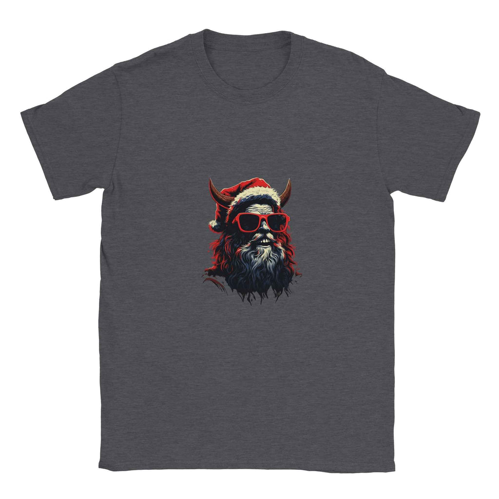 Bad Santa Rocker Tee – Edgy Horned Krampus Christmas Graphic Tee