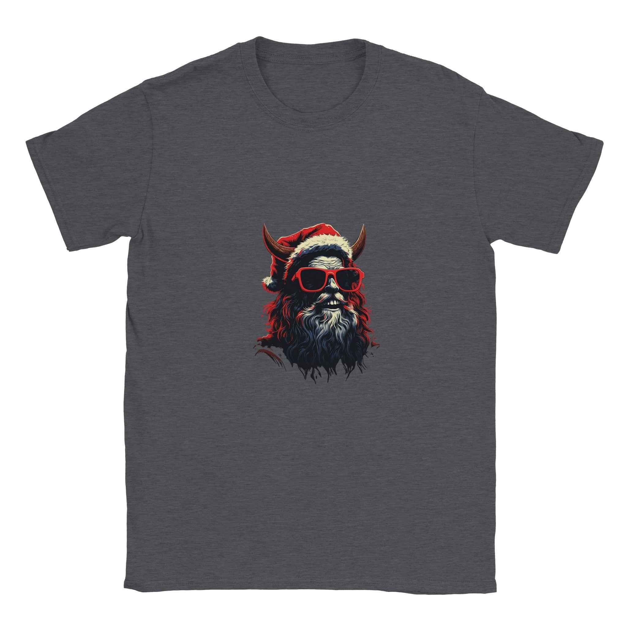 Bad Santa Rocker Tee – Edgy Horned Krampus Christmas Graphic Tee