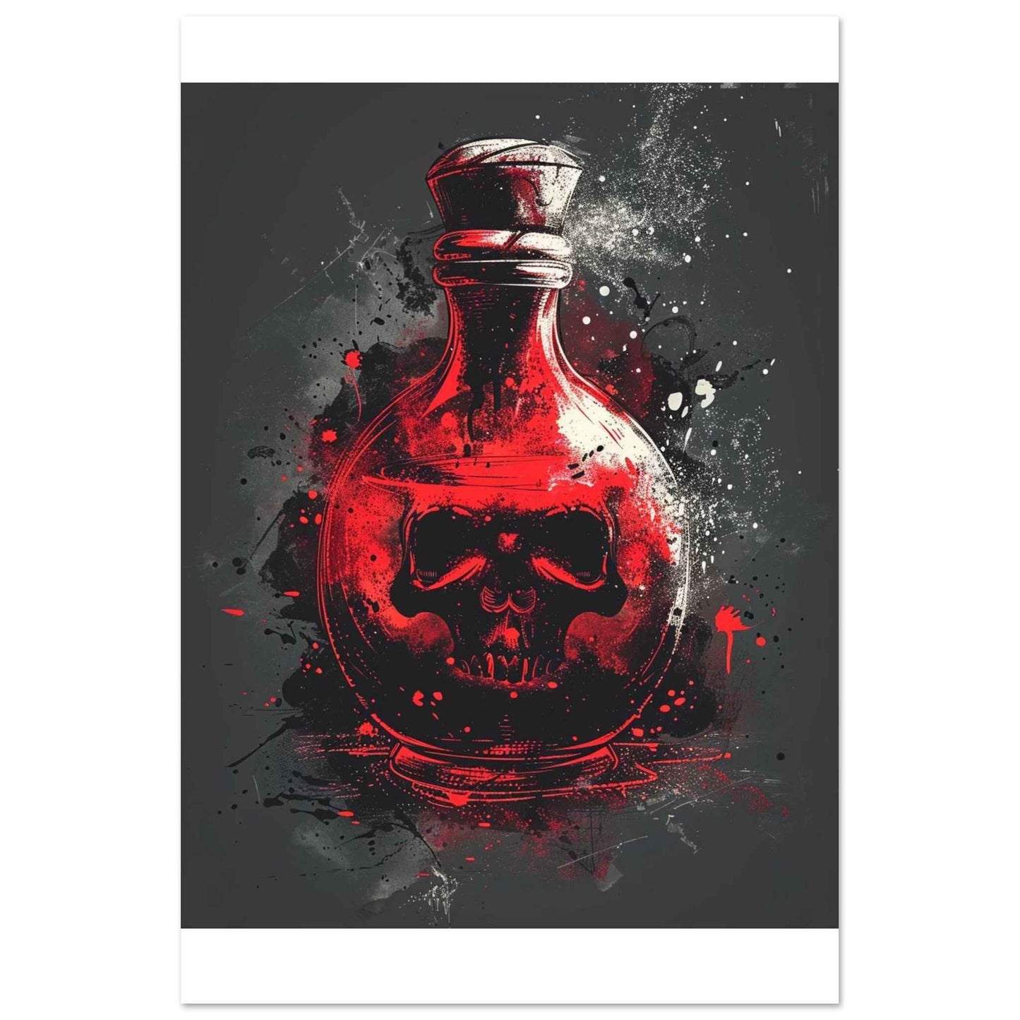 "Crimson Elixir" Poster – Gothic Skull Potion Bottle Wall Art (Multiple Sizes Available)