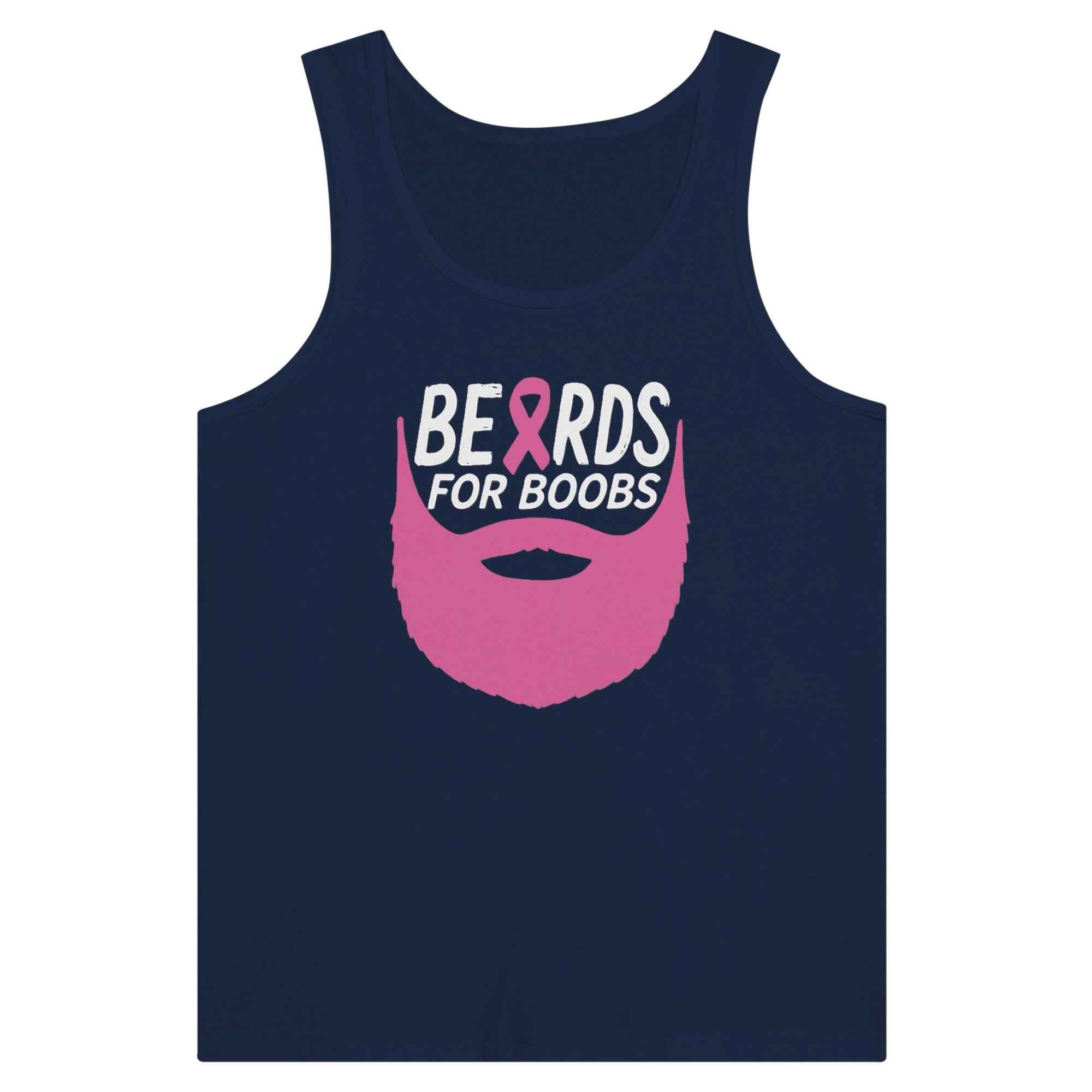 Beards for Boobs Awareness T-Shirt | Pink Ribbon Beard Tee | Breast Cancer Support Shirt