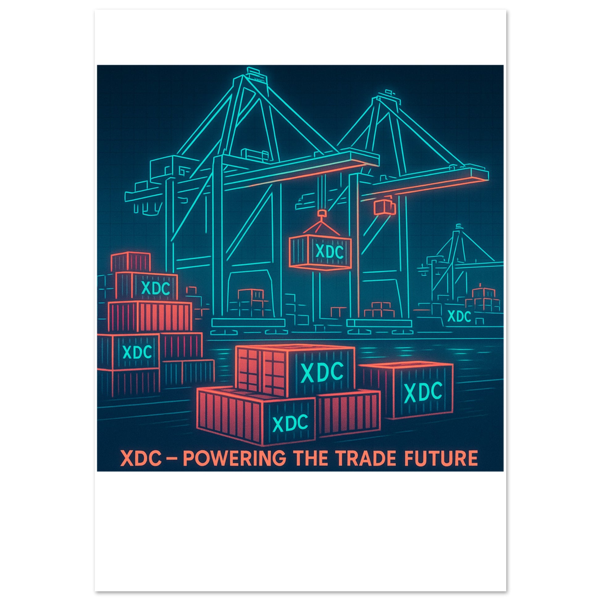 XDC Powering Trade Future Poster – Neon Tech Crypto Wall Art - F4 Custom Prints