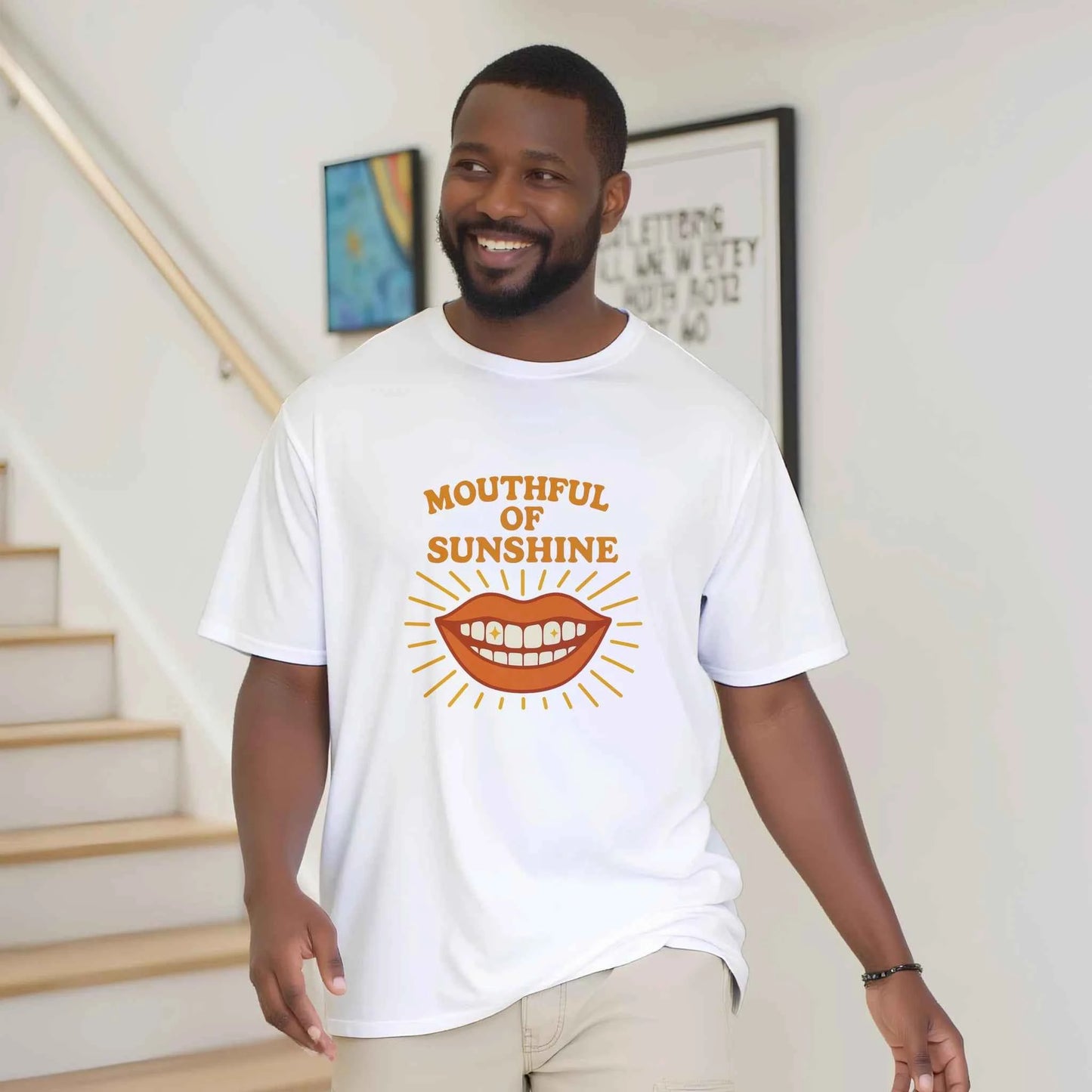 Mouthful of Sunshine T-Shirt – Vintage Smile Graphic Positive Energy Tee