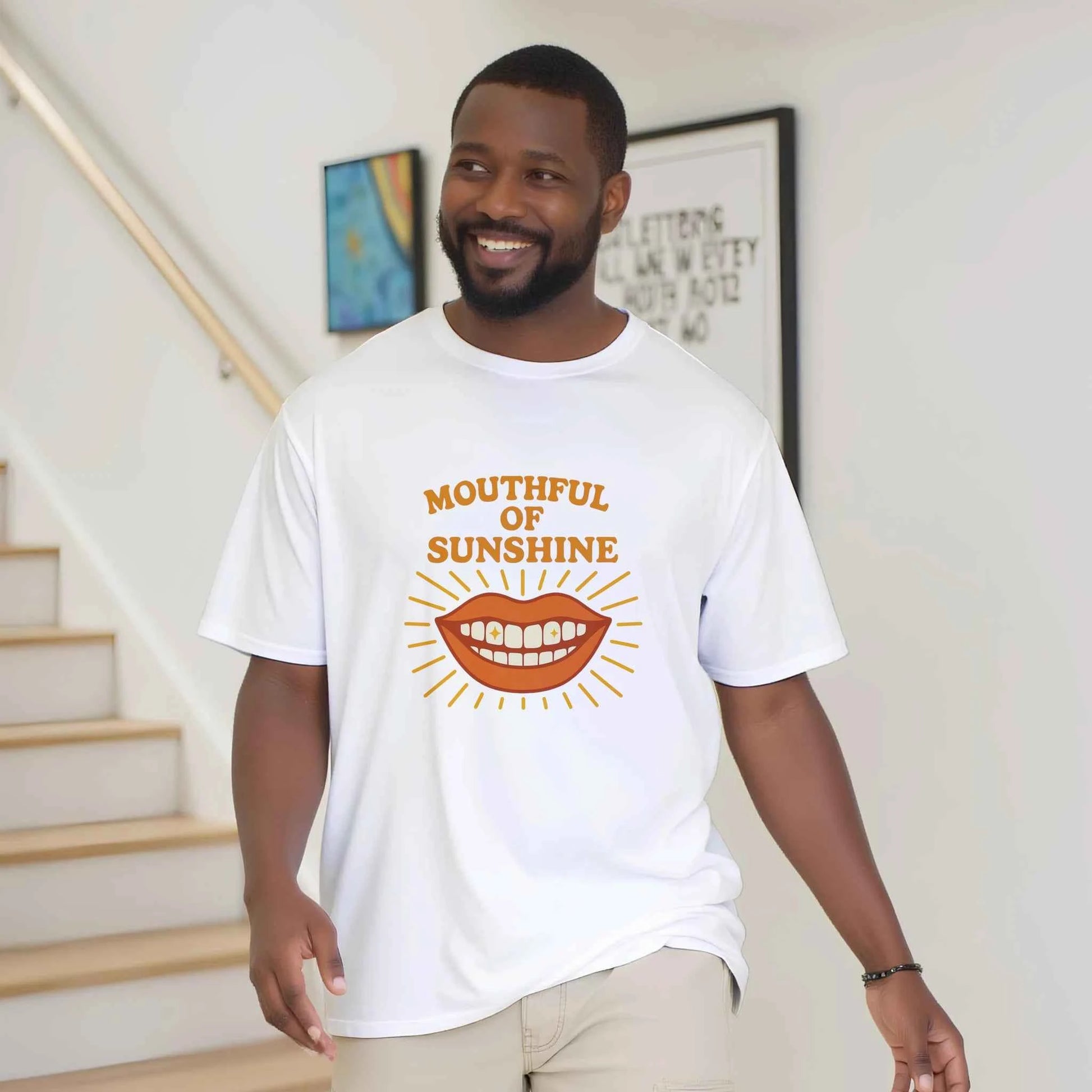 Mouthful of Sunshine T-Shirt – Vintage Smile Graphic Positive Energy Tee