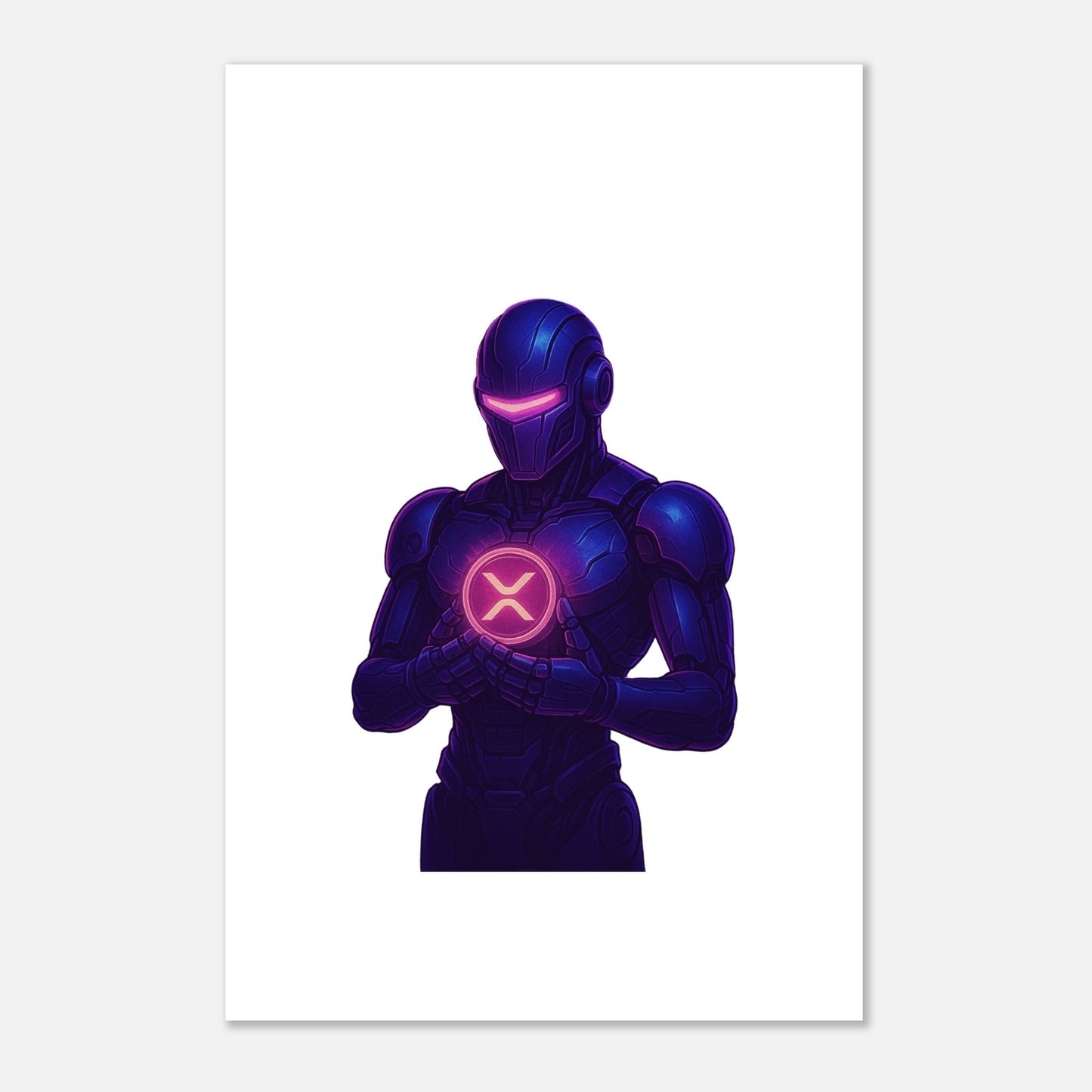Crypto Ripple Robot Poster – XRP Guardian Futuristic Wall Art - F4 Custom Prints