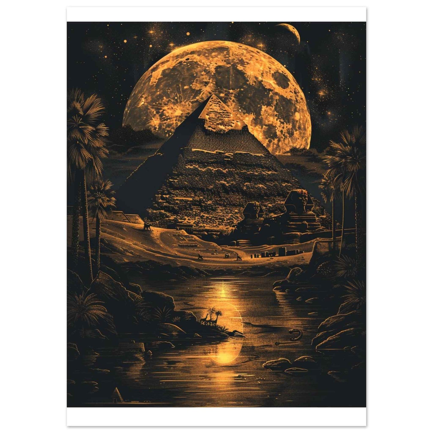 "Desert Moon Pyramid" Poster – Mystical Egyptian Wall Art (Multiple Sizes Available)