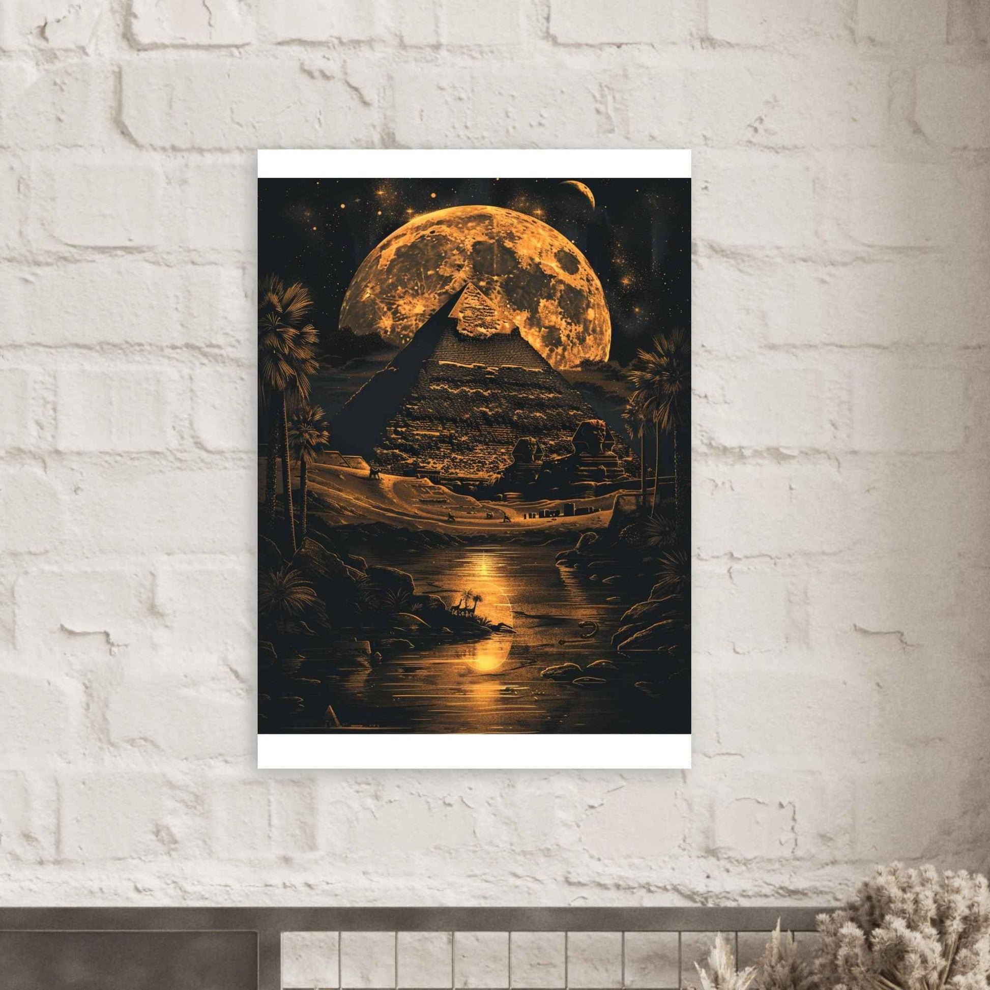 "Desert Moon Pyramid" Poster – Mystical Egyptian Wall Art (Multiple Sizes Available)