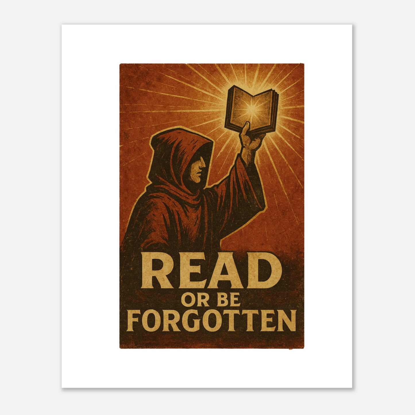 Retro Reader Art Poster – “Read or Be Forgotten” Literary Wall Print - F4 Custom Prints