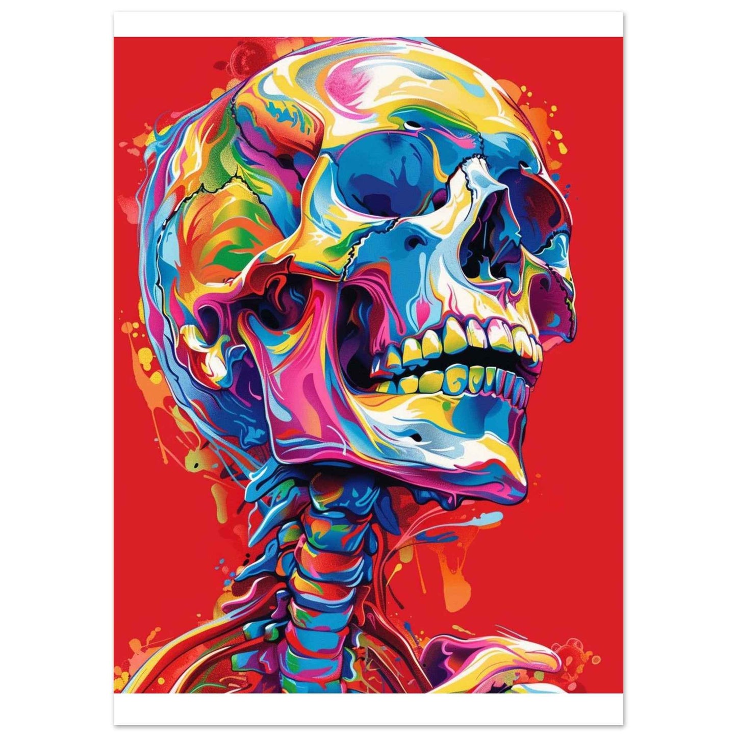 "Neon Skull" Poster – Vibrant Pop Art Wall Decor (Multiple Sizes Available)