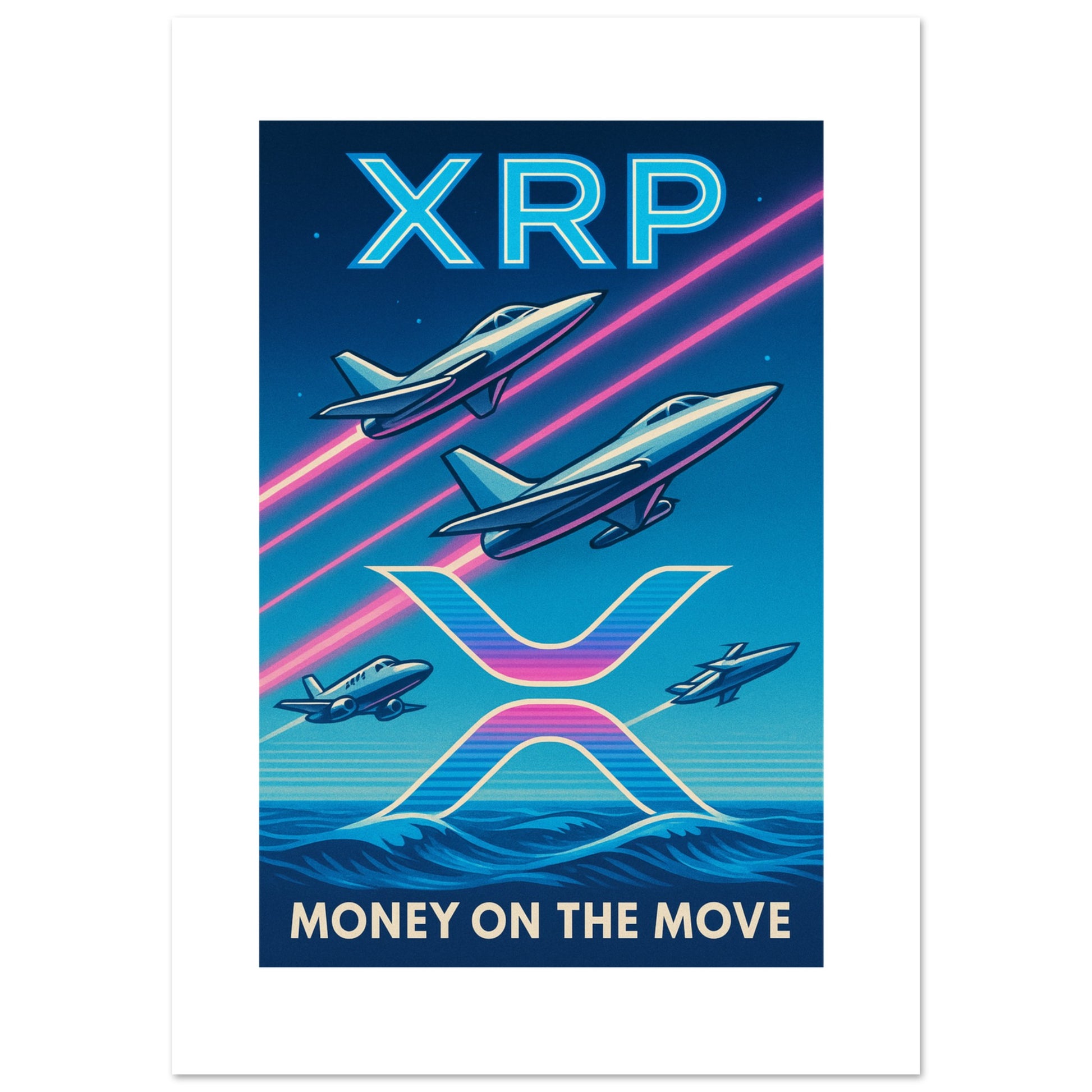 XRP 'Money on the Move' Poster – Retro Crypto Art Wall Print - F4 Custom Prints