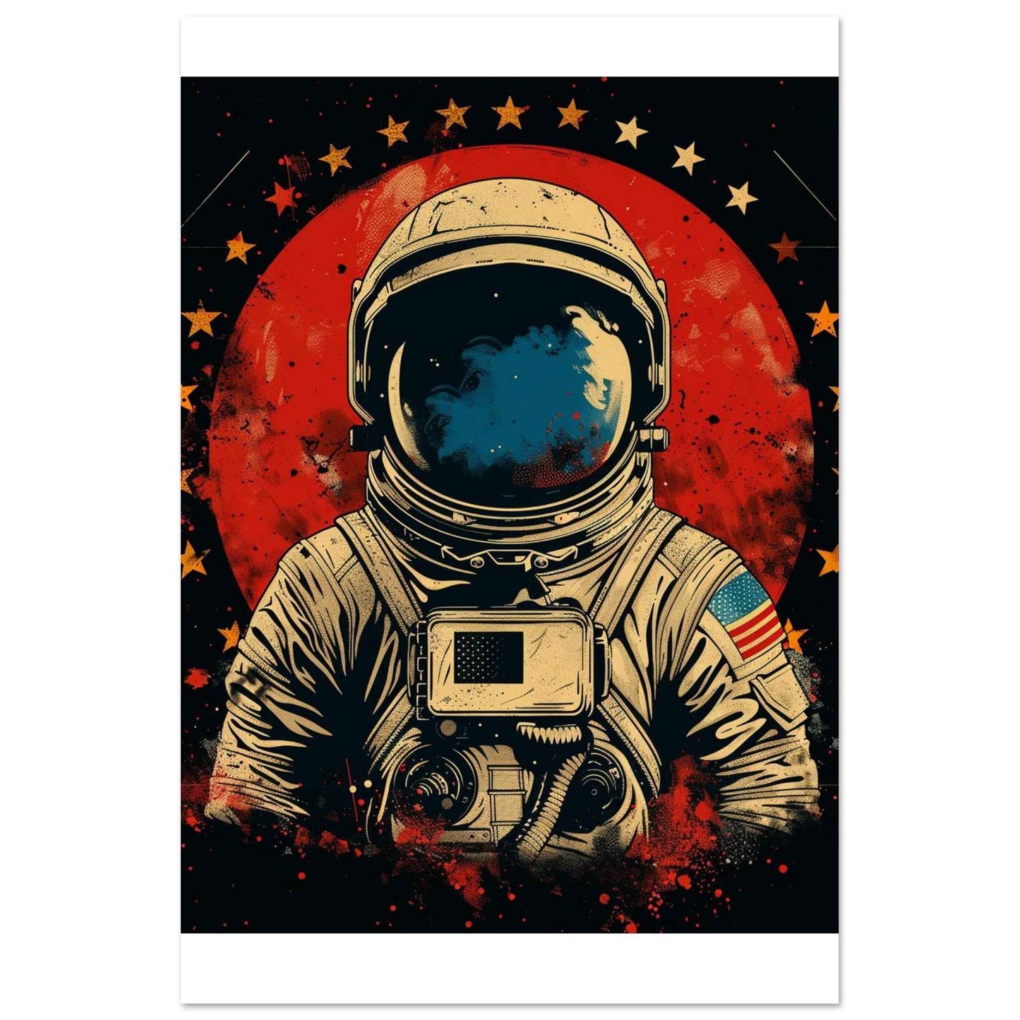 Cosmic Explorer Poster – Retro-Futuristic Astronaut Wall Art (Multiple Sizes Available)