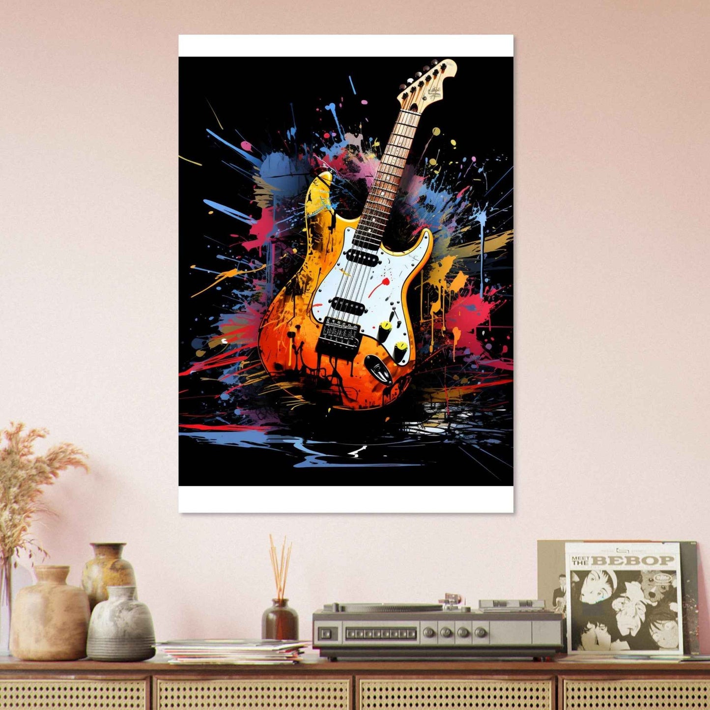 "Electric Splash" Poster – Vibrant Grunge Guitar Wall Art (Multiple Sizes Available)