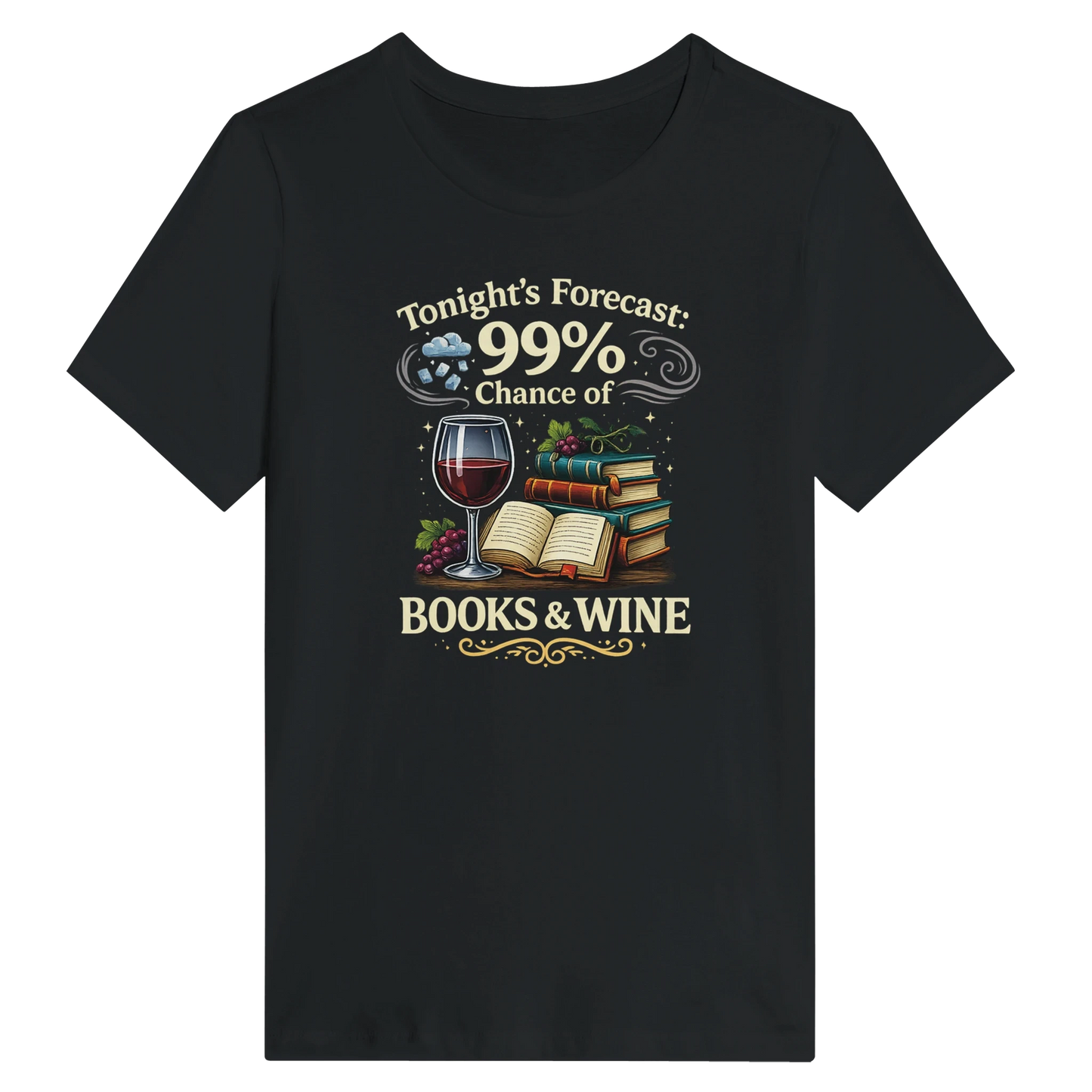 Women’s Tonight’s Forecast Books and Wine T-Shirt
