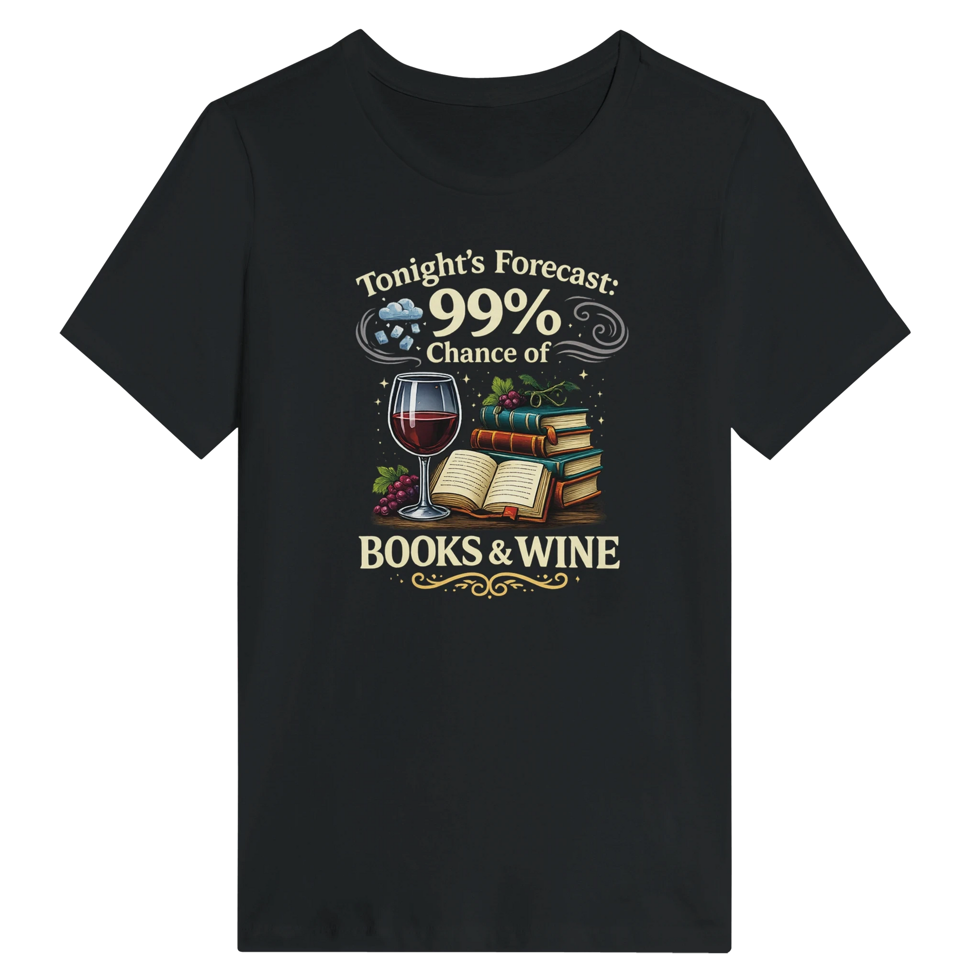 Women’s Tonight’s Forecast Books and Wine T-Shirt
