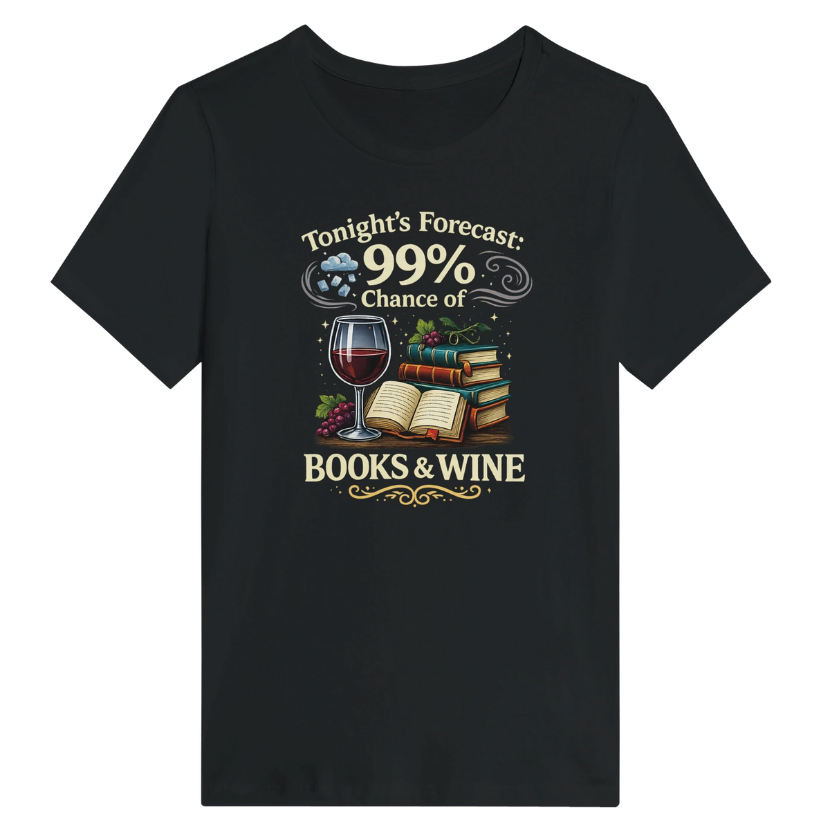 Women’s Tonight’s Forecast Books and Wine T-Shirt