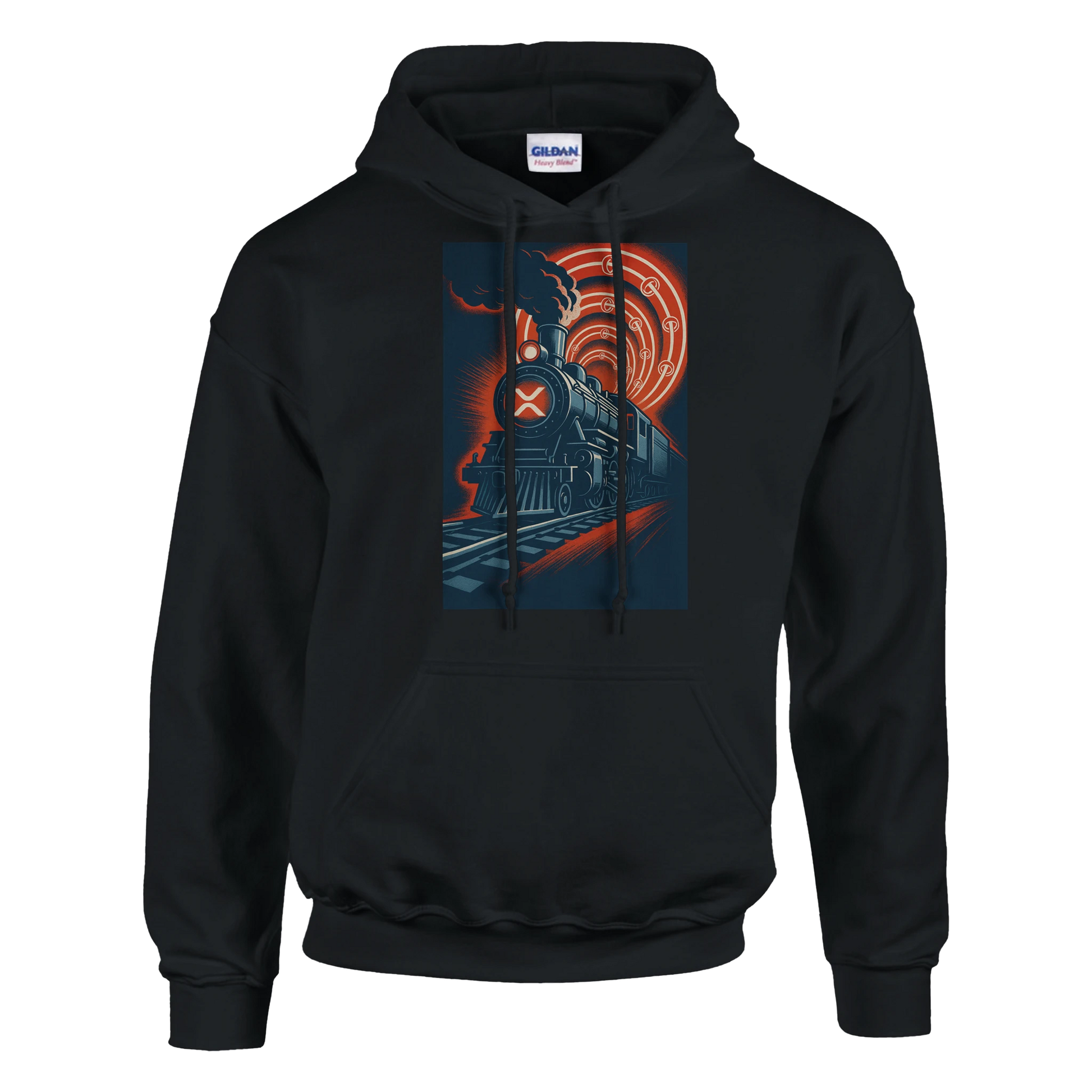 XRP Express Hoodie – Vintage Crypto Train Design - F4 Custom Prints