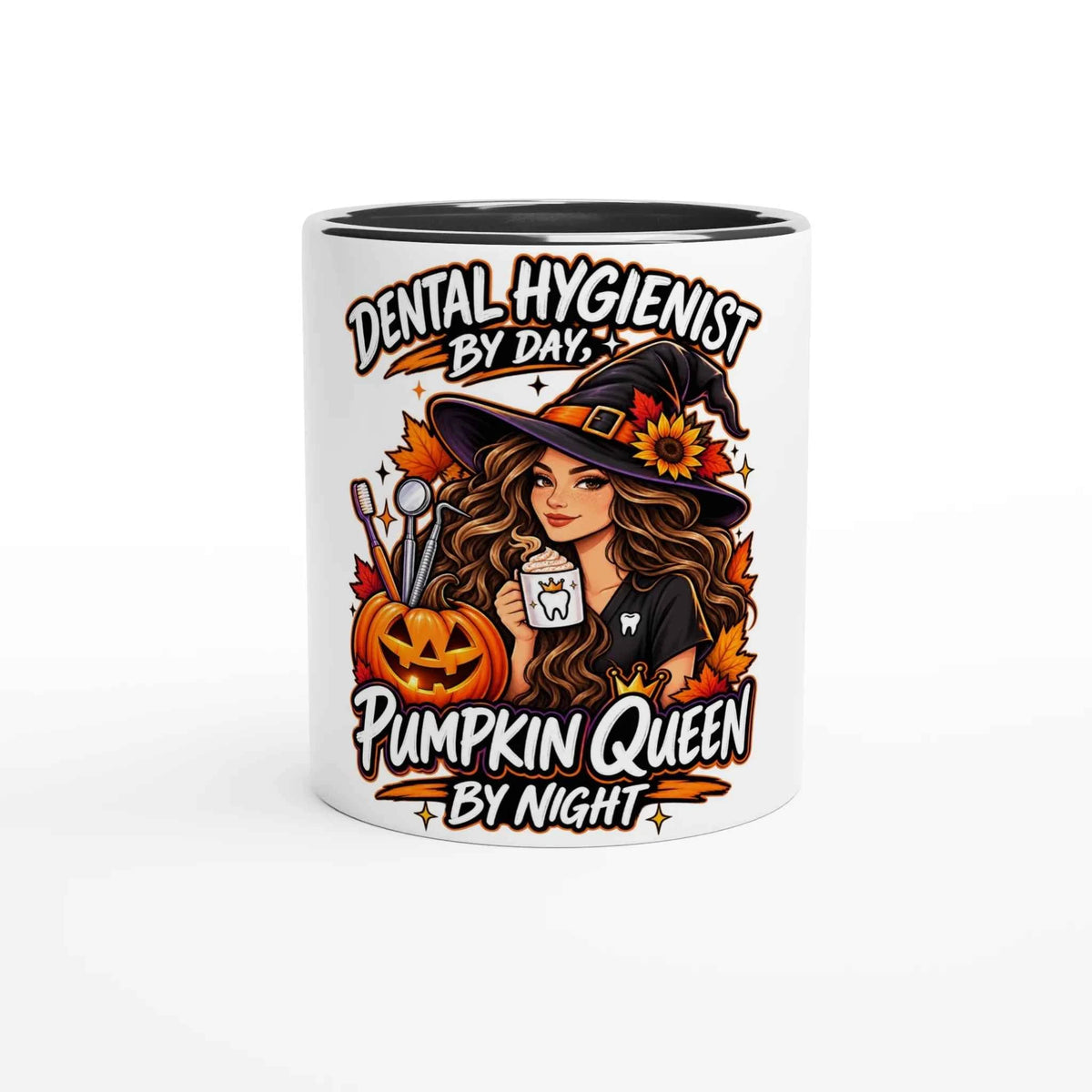 Pumpkin Queen Dental Hygienist 11oz Coffee Mug with Color Inside