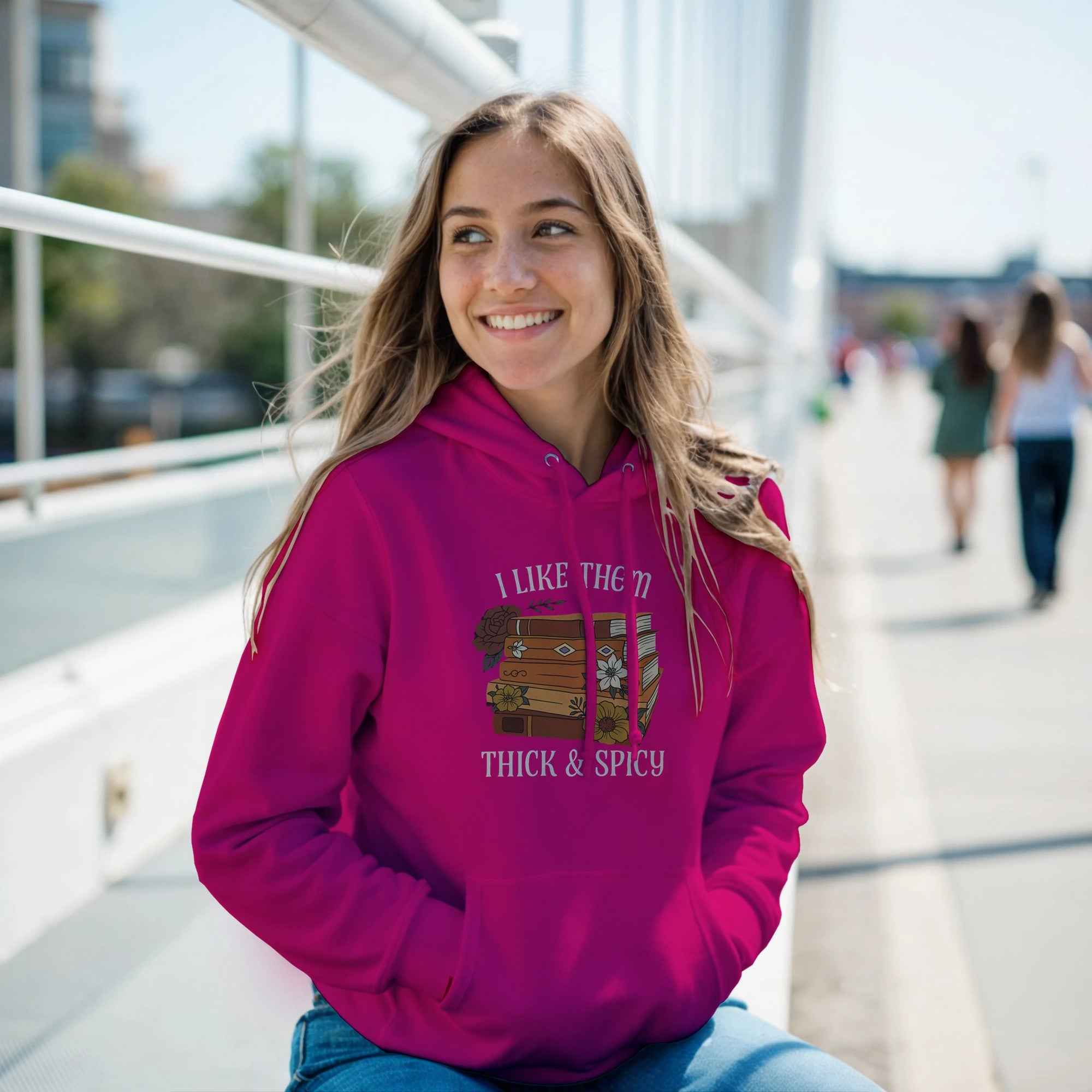 I Like Them Thick & Spicy Hoodie | Funny Book Lover Hoodie | Cozy Spicy Romance Reader Sweatshirt
