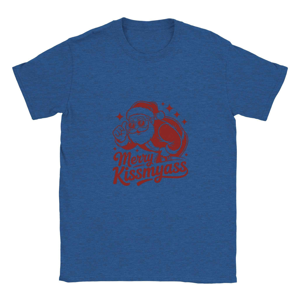 Merry Kissmyass Santa Christmas Shirt – Snarky Holiday Graphic Tee in Your Choice of Festive Hues