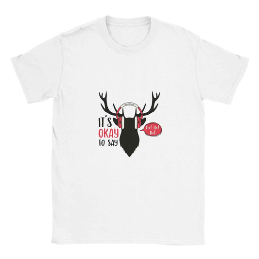 It's Okay to Say Ho Ho Ho Deer T-Shirt – Festive Holiday Graphic Tee