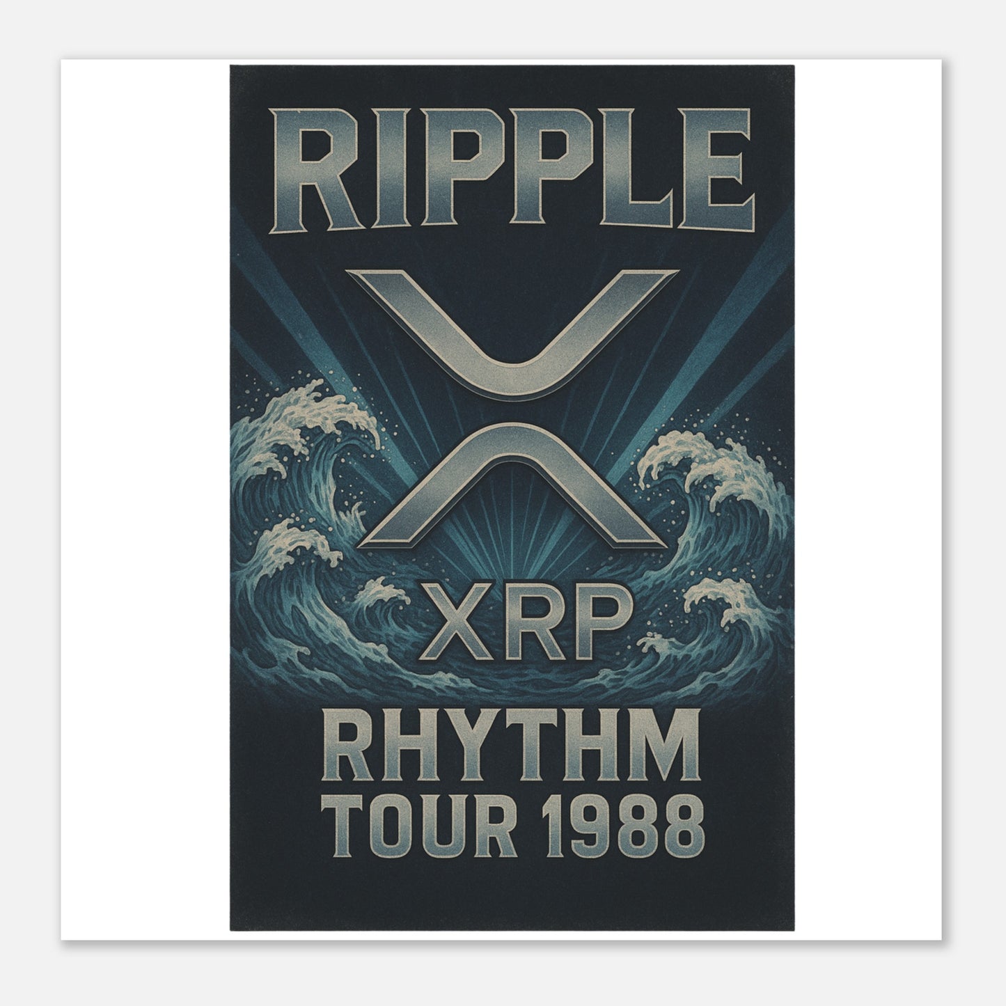 XRP Crypto Art Poster – “Rhythm Tour 1988” Retro Concert Aesthetic - F4 Custom Prints