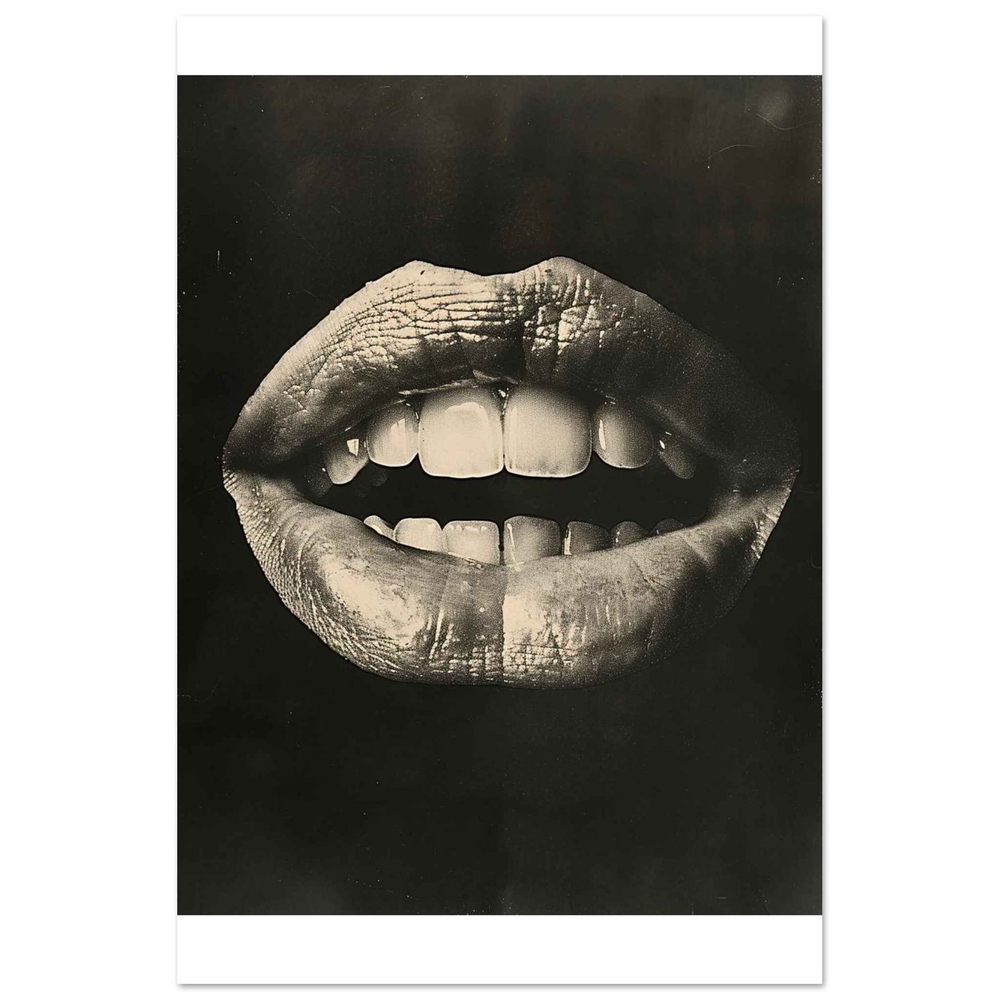 "The Kiss" Poster – Striking Black & White Lip Art (Multiple Sizes Available)