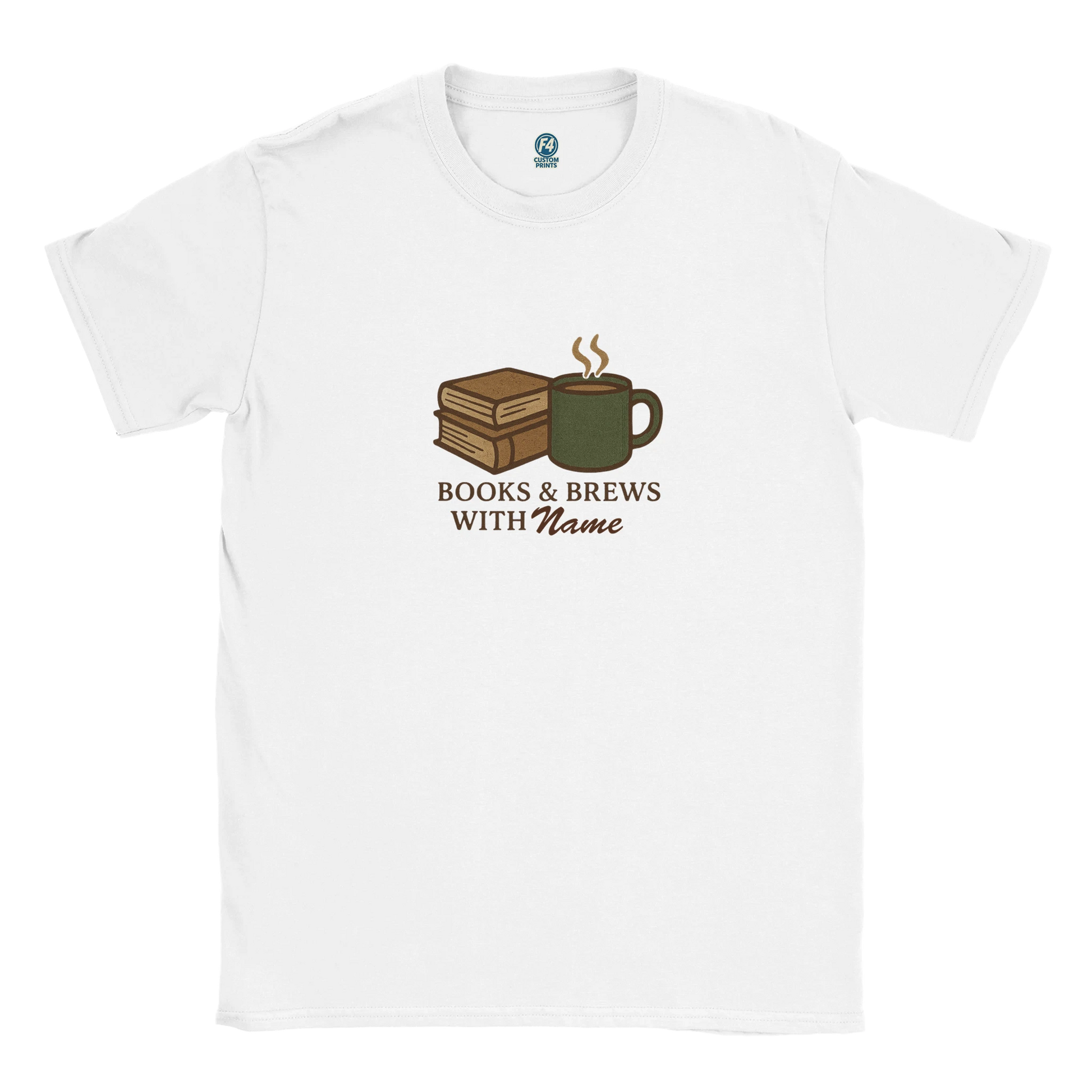 Books and Brews Personalized Bookish Shirt – Cozy Reading Coffee Tee - F4 Custom Prints