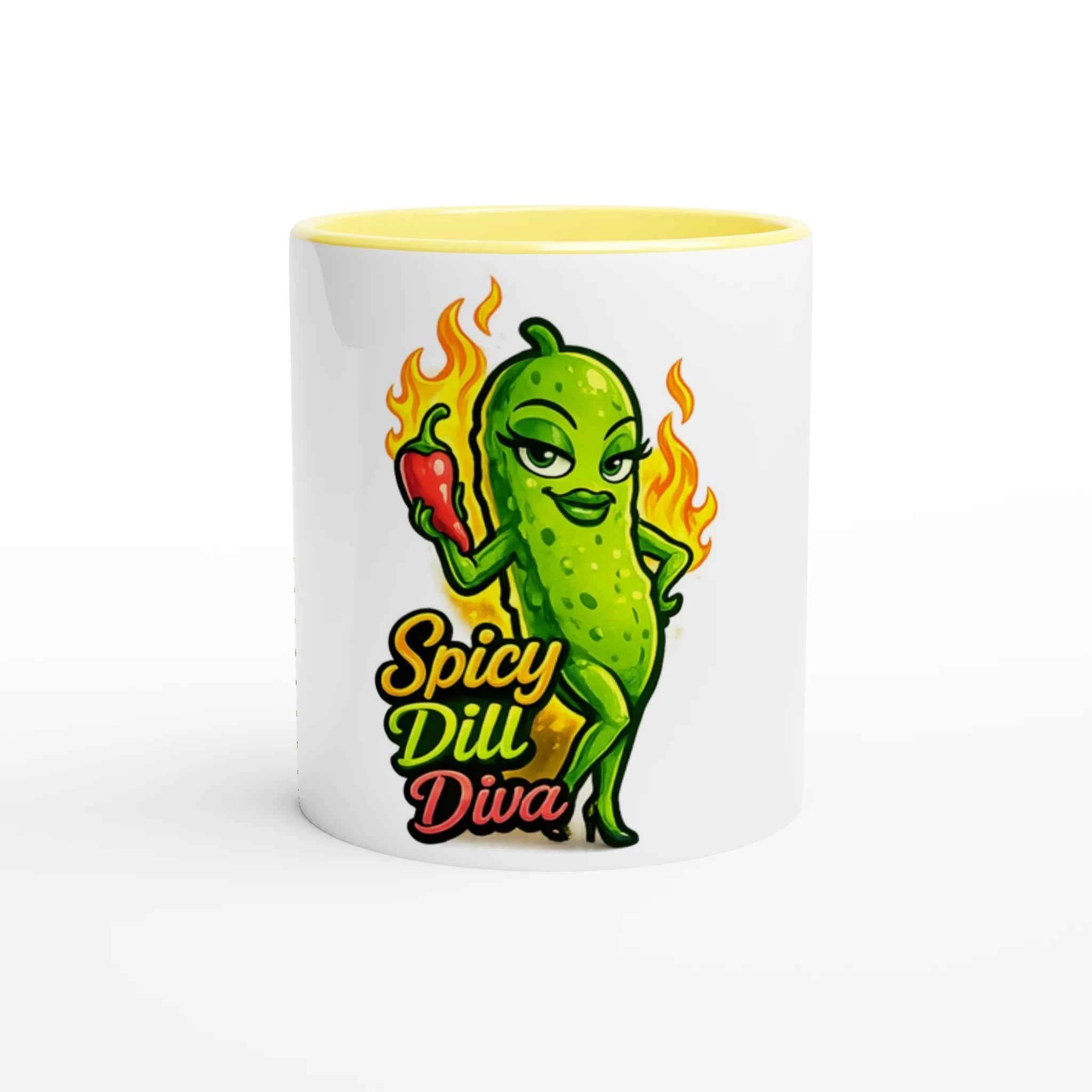 Spicy Dill Diva Pickle 11oz Coffee Mug with Color Inside