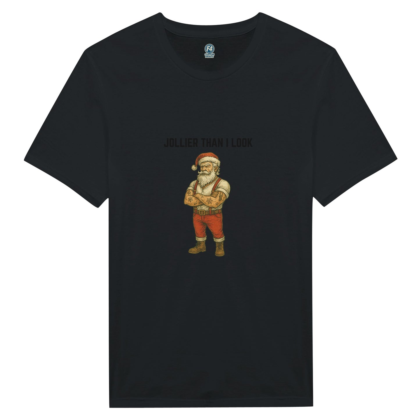 Tattooed Santa T-Shirt – Edgy Holiday Graphic Tee - F4 Custom Prints