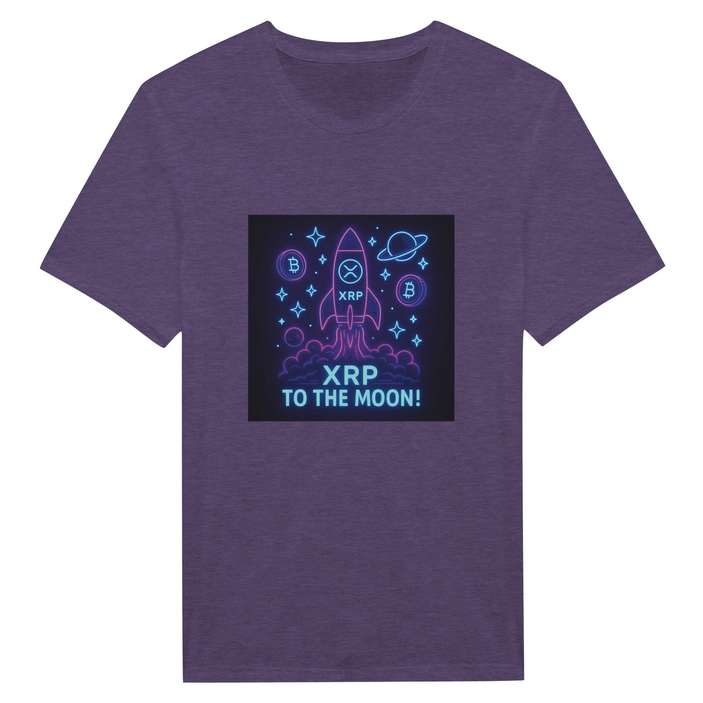 XRP To The Moon T-Shirt – Neon Crypto Rocket Graphic Tee - F4 Custom Prints