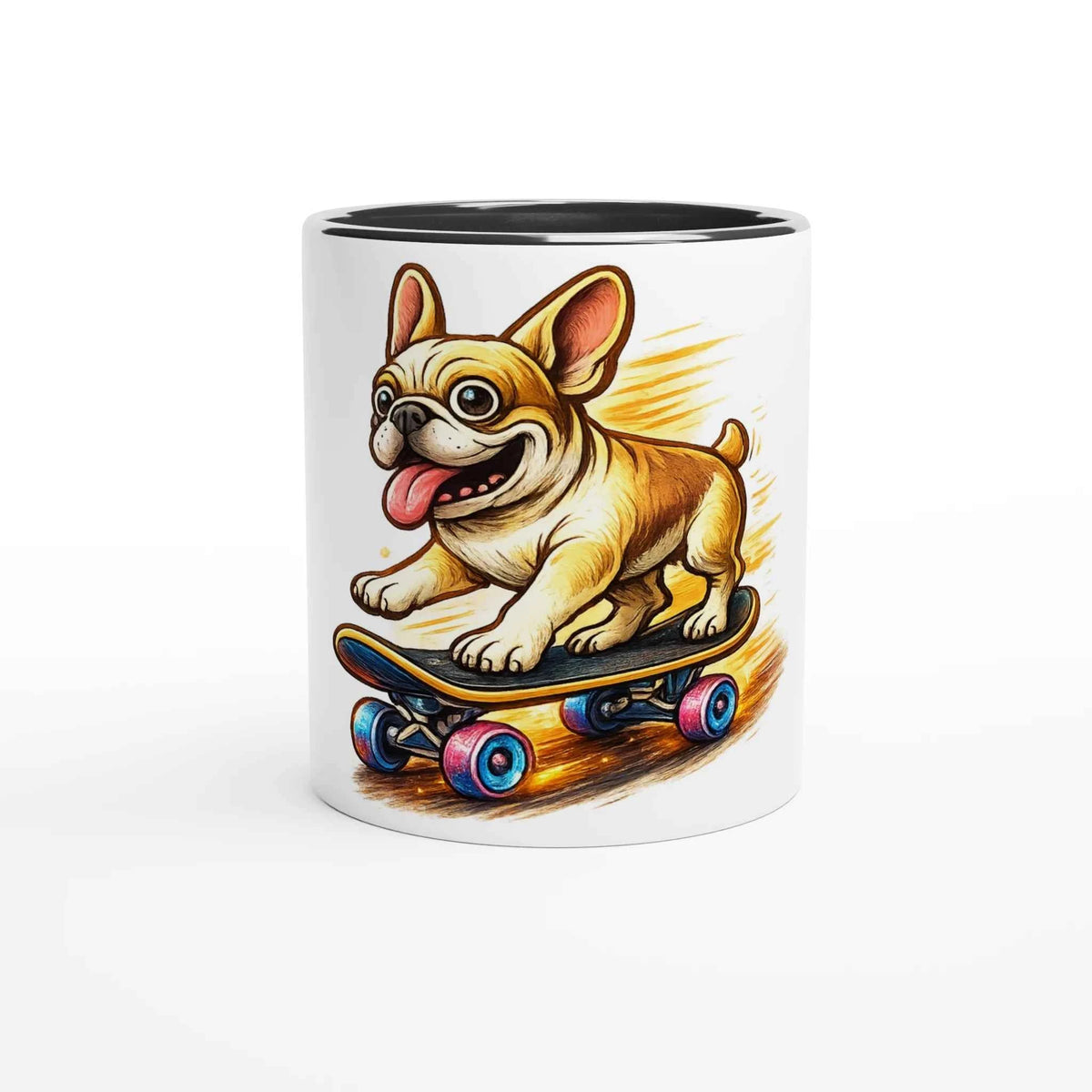 Skater Frenchie 11oz Coffee Mug with Color Inside