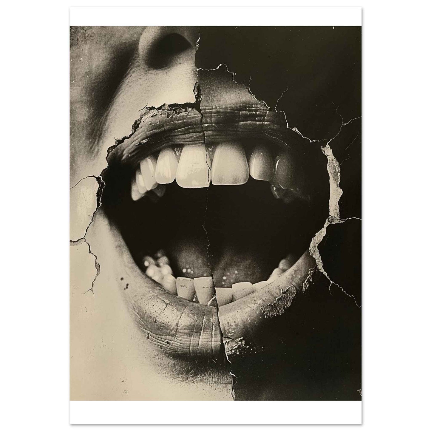 "Shattered Scream" Poster – Evocative Monochrome Wall Art (Multiple Sizes Available)