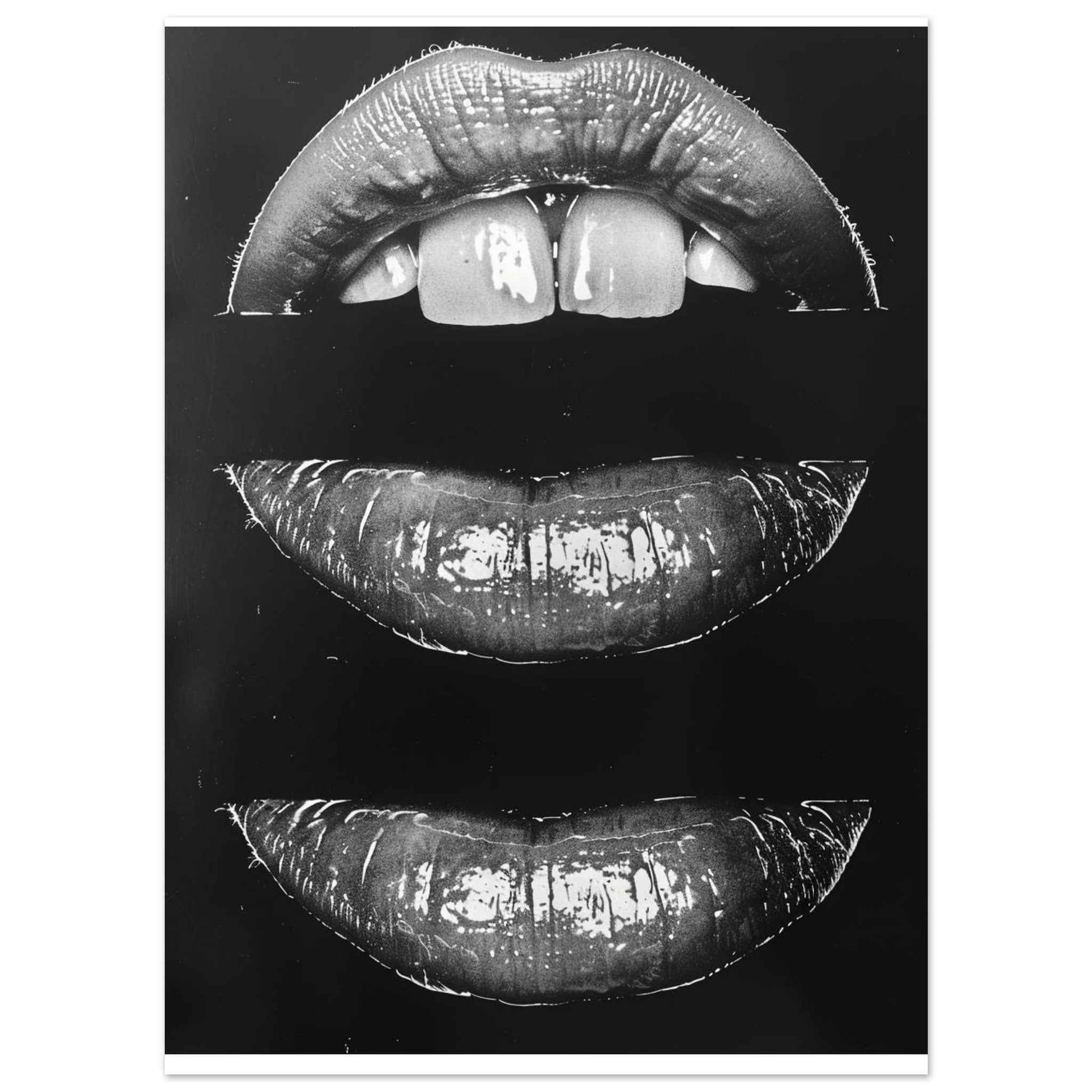 "Shiny Lips" Poster – Monochrome Glamour Wall Art (Multiple Sizes Available)