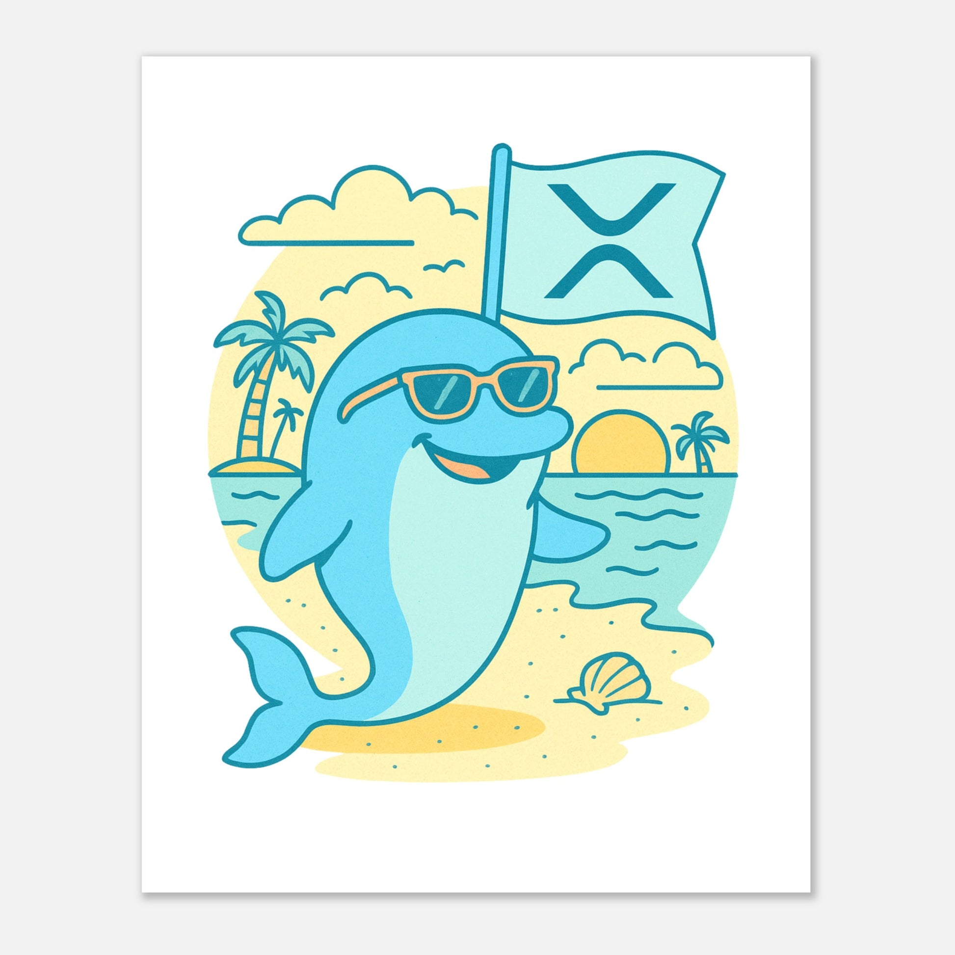 XRP Dolphin Poster – Crypto Beach Wall Art - F4 Custom Prints