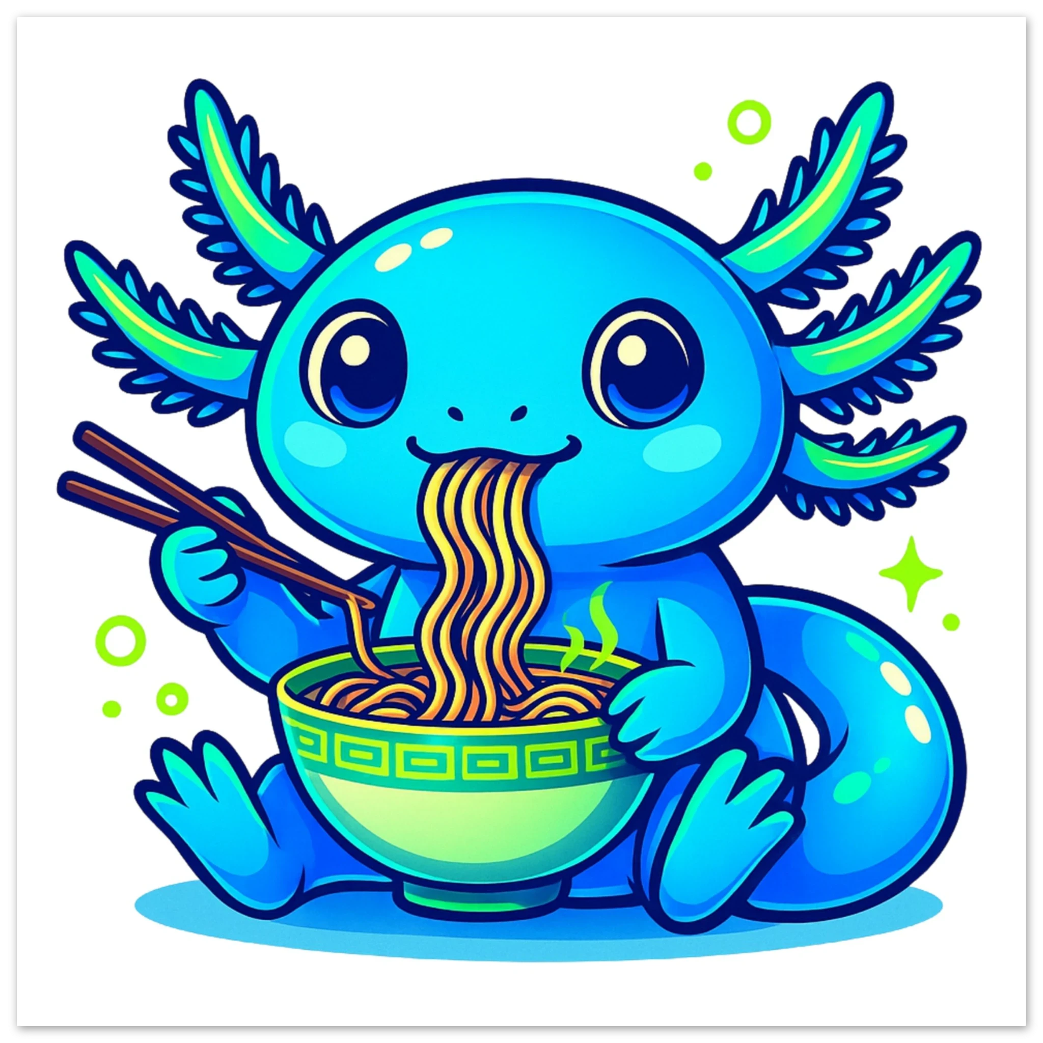 Kawaii Axolotl Ramen Fine Art Poster