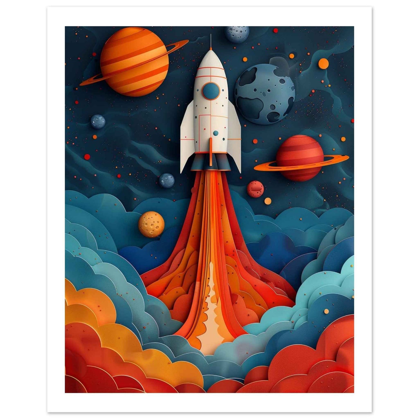 "Blast Off!" Poster – Whimsical Space Adventure Wall Art (Multiple Sizes Available)