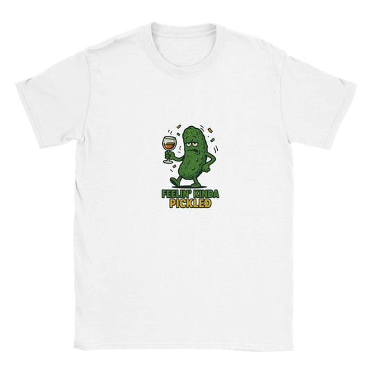"Feelin' Kinda Pickled" Pickle T-Shirt – Humorous Tipsy Pickle Design Tee
