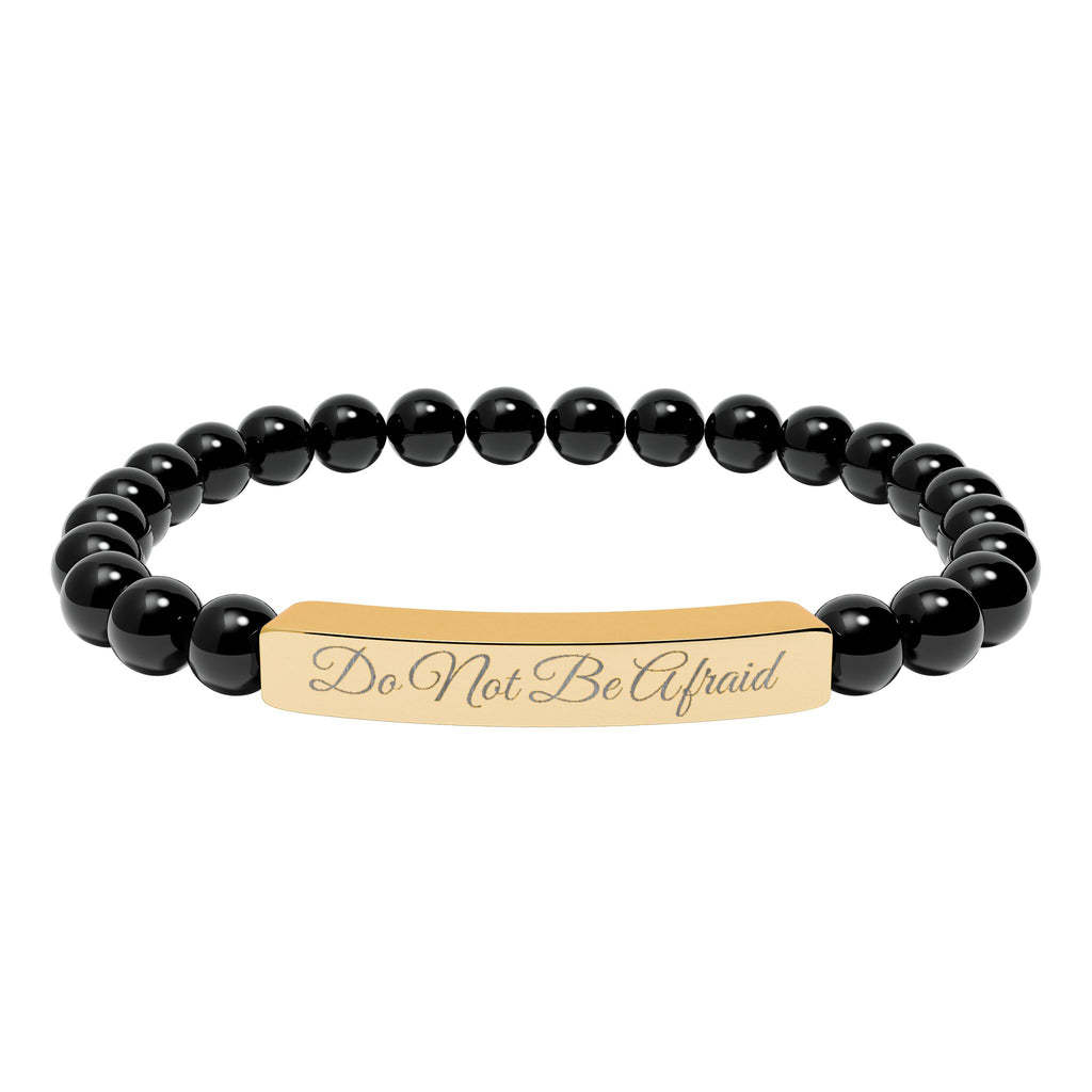 Personalized Engraved Natural Stone Bracelet -Custom Jewelry